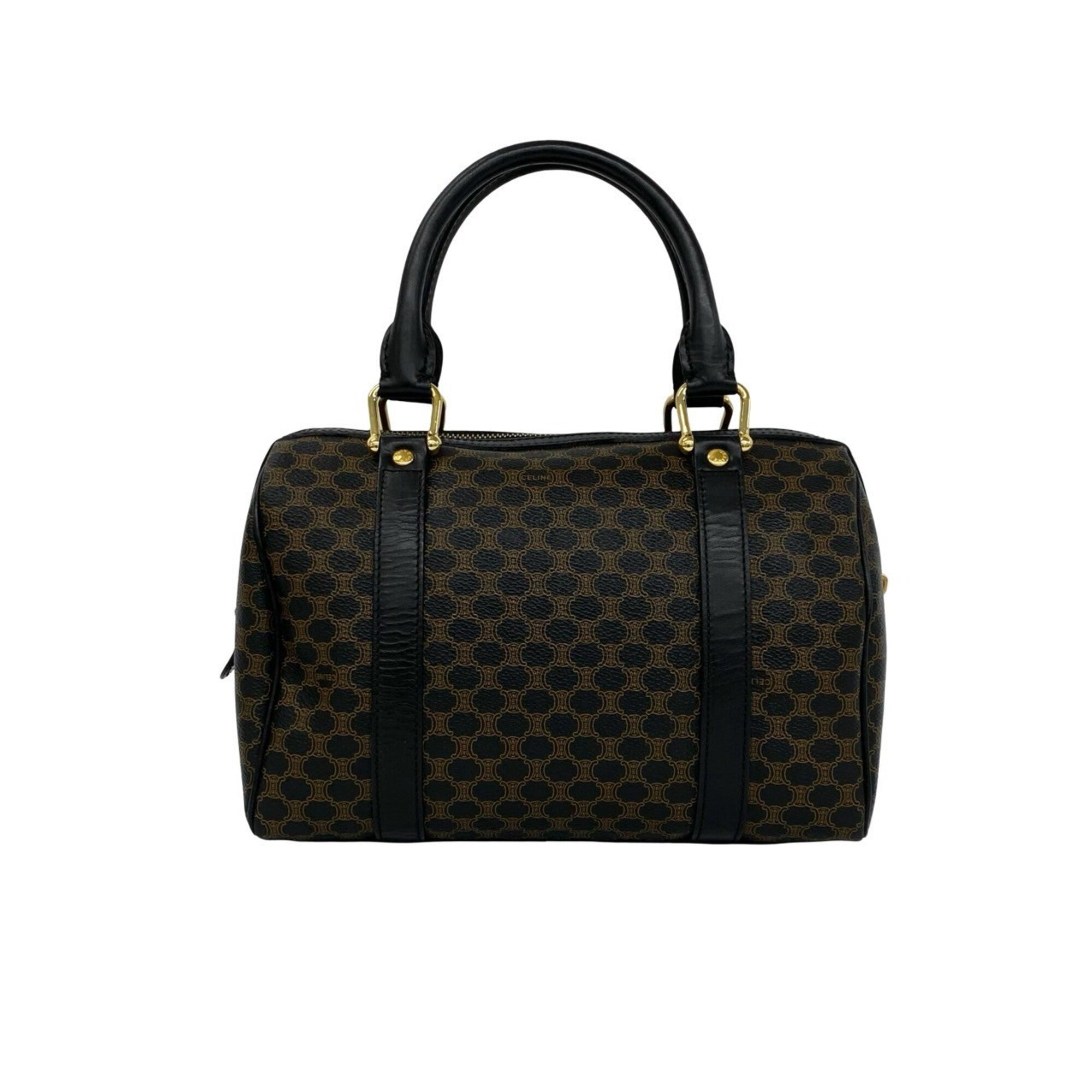 Celine Black Brown Leather Pvc Boston Bag Handbag (Pre-Owned)