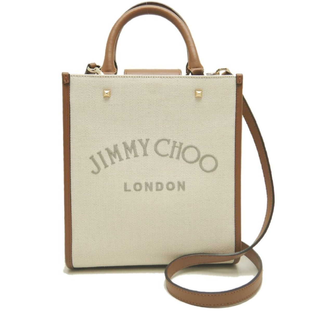 Jimmy Choo Brown Canvas Tote Bag (Pre-Owned)
