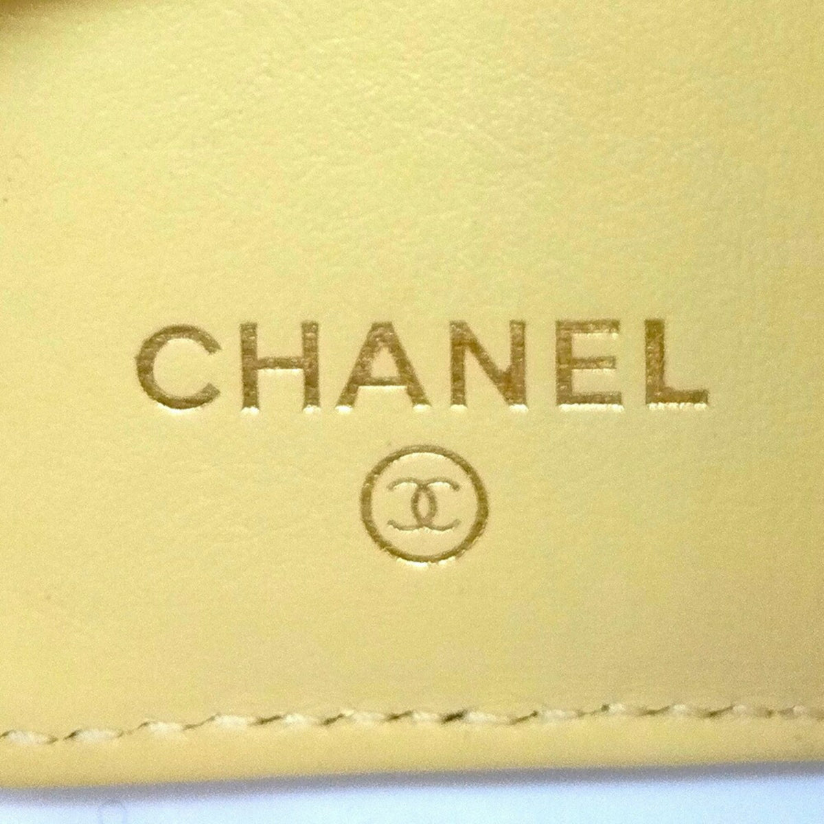 Chanel Yellow Grained Calfskin Wallet (Tri-Fold) (Pre-Owned)