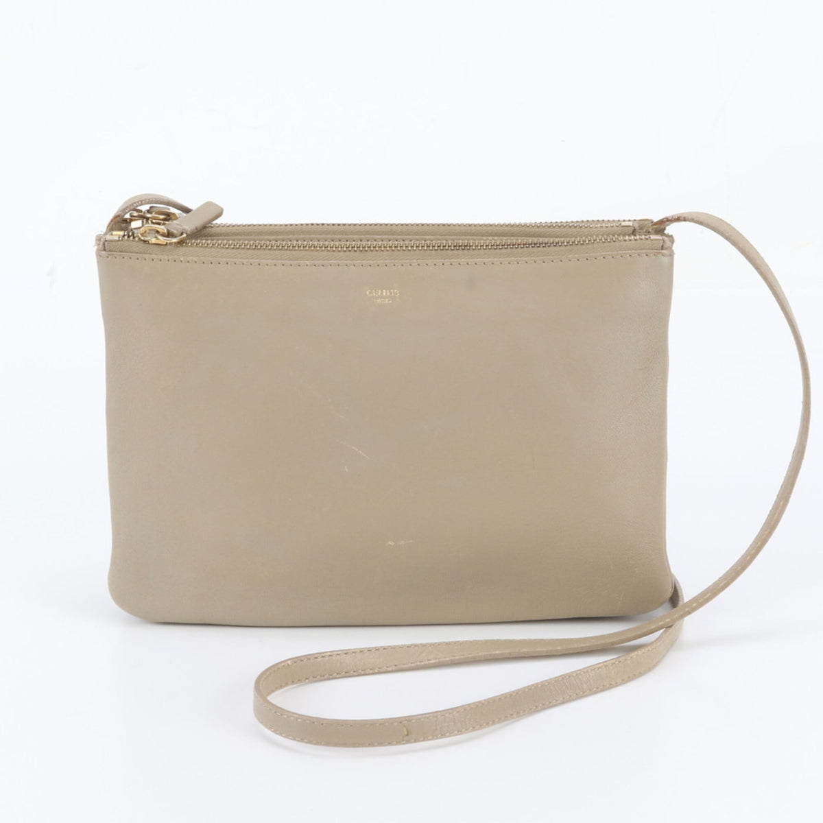 Celine Beige Leather Crossbody Bag Shoulder Bag (Pre-Owned)