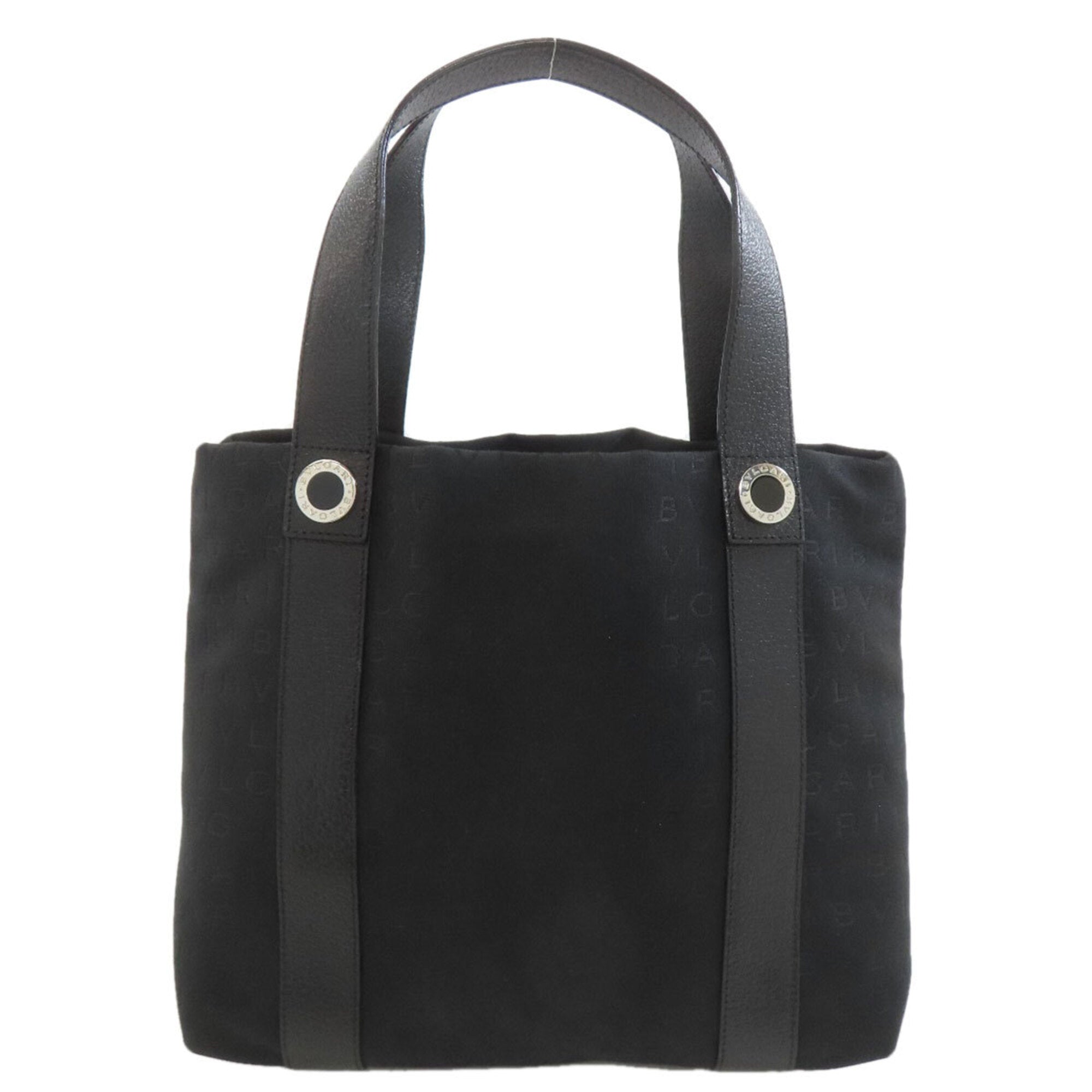 Bvlgari Logomania Black Canvas Leather Tote Bag (Pre-Owned)