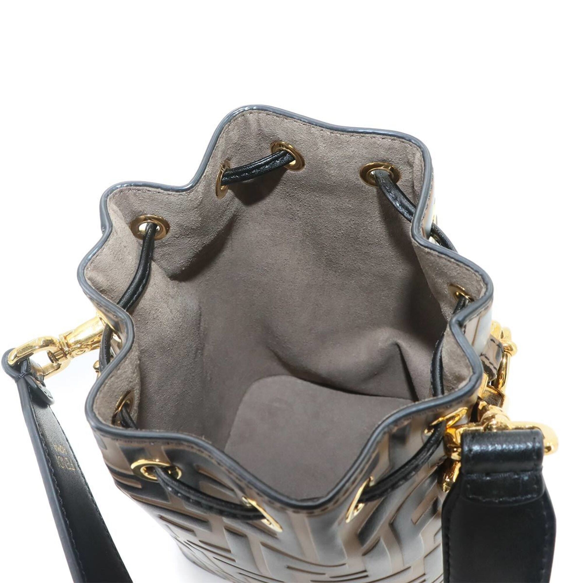 Fendi Zucca Black Brown Leather Handbag (Pre-Owned)