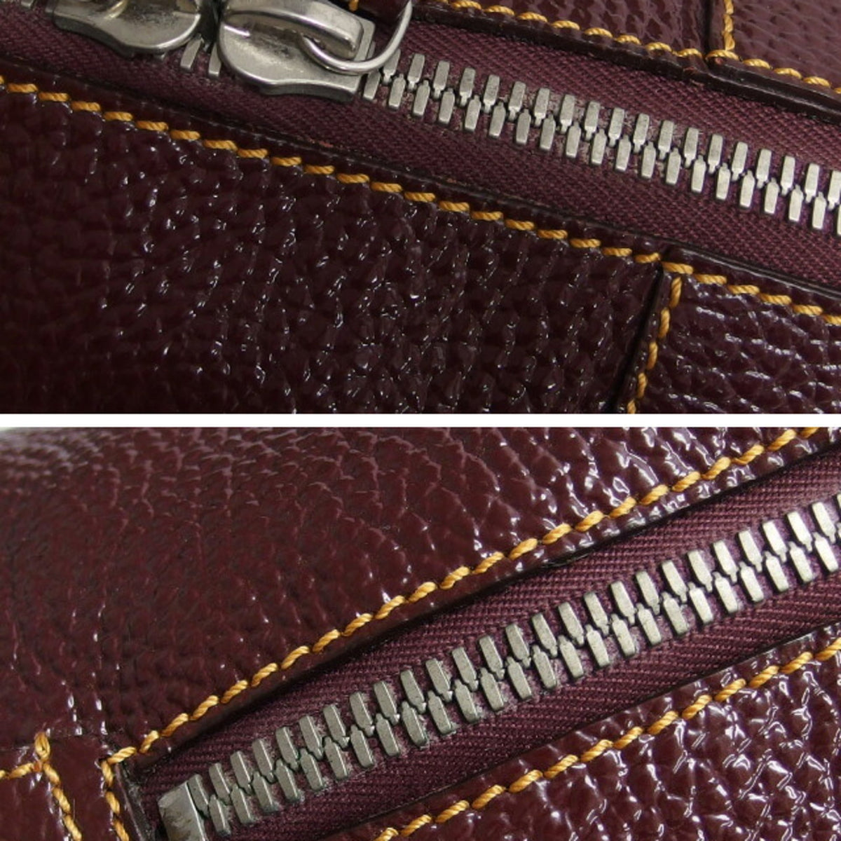 Fendi Bordeaux Burgundy Patent Leather Boston Bag Shoulder Bag Tote Bag (Pre-Owned)