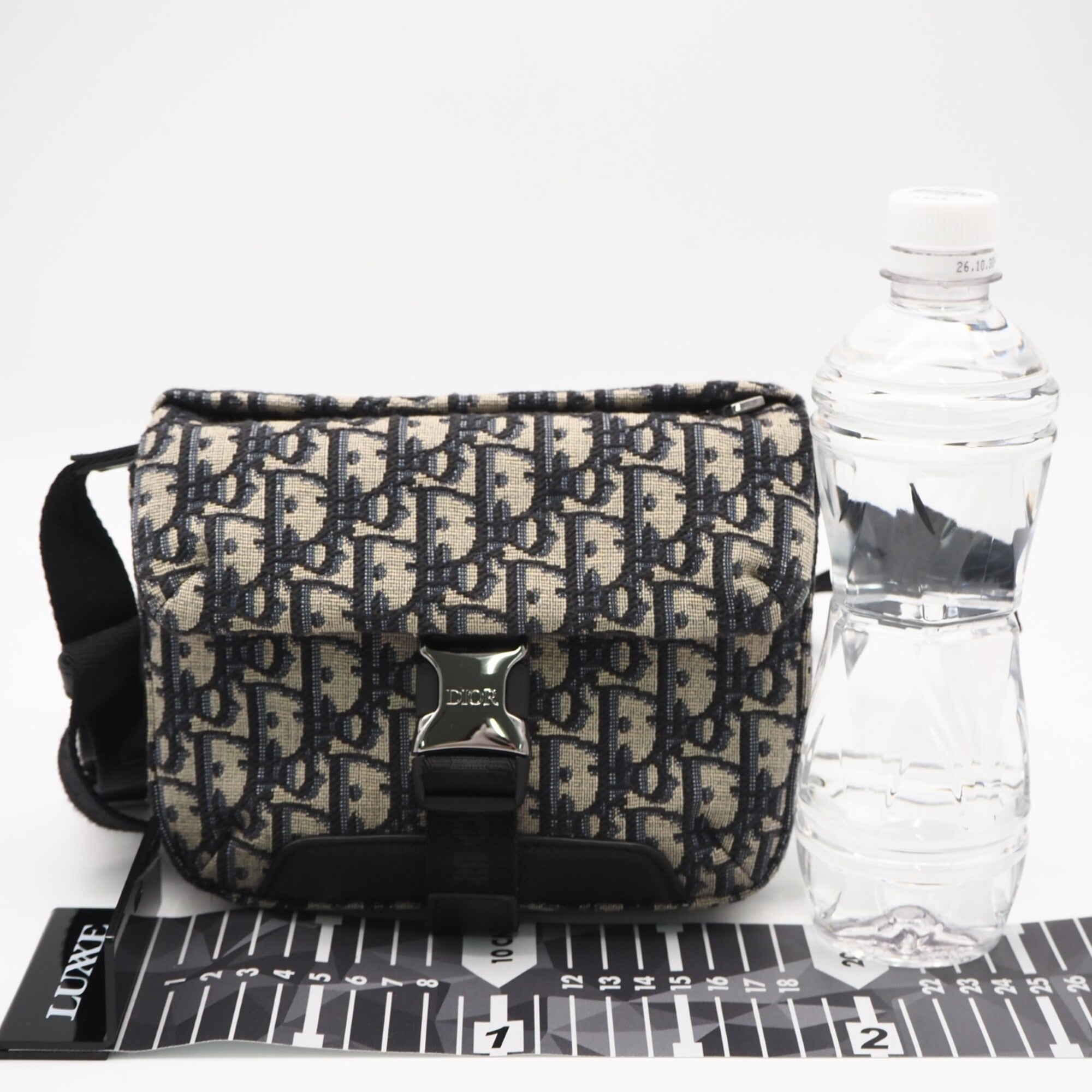 Christian Dior Beige Navy Canvas Messenger Bag Shoulder Bag (Pre-Owned)