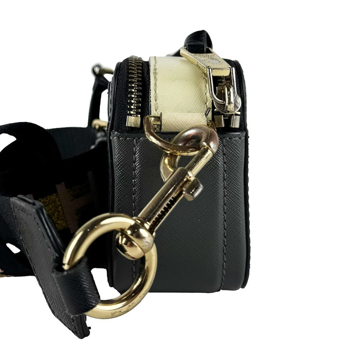 Marc Jacobs Black Gray Ivory Coated Canvas Shoulder Bag (Pre-Owned)