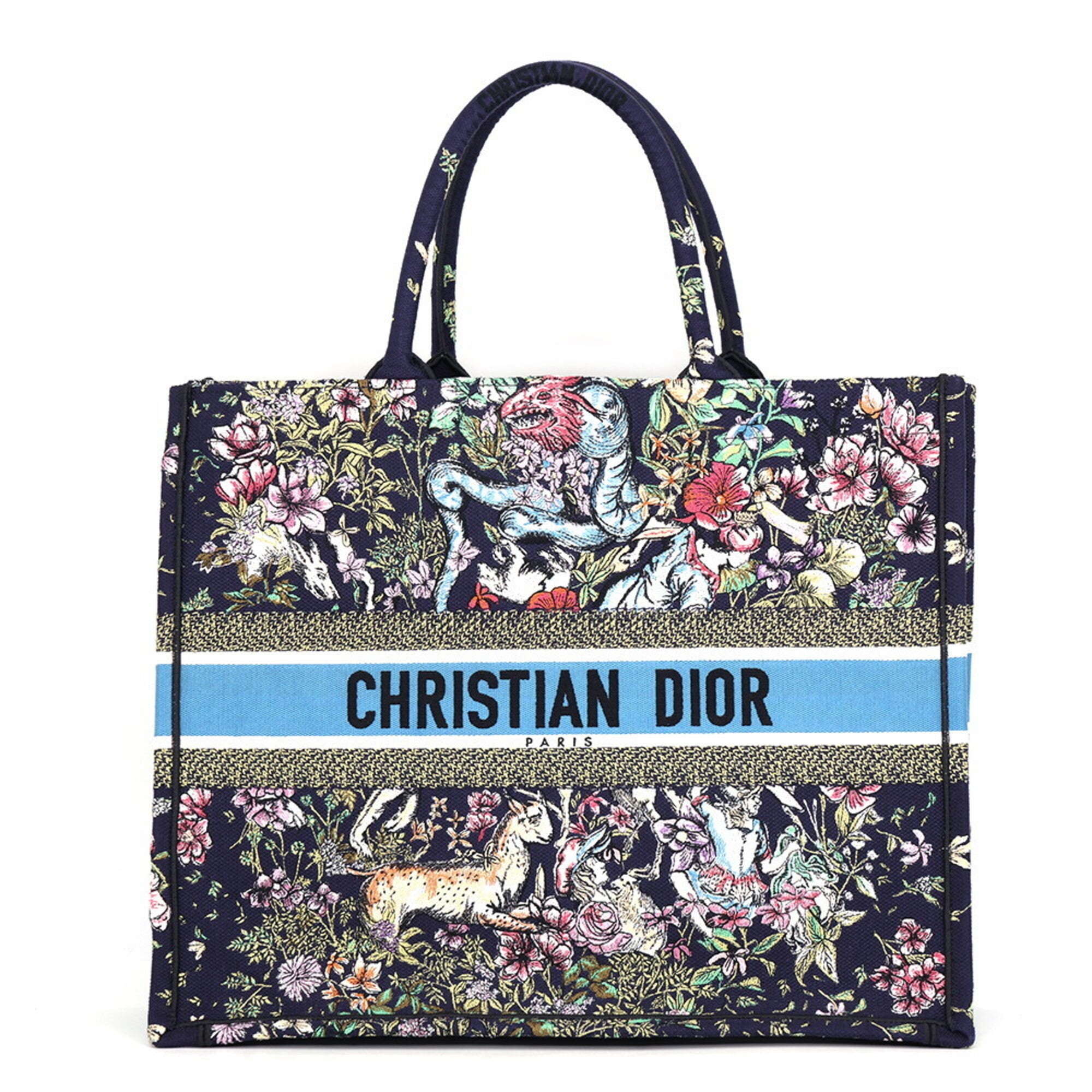 Christian Dior Multi-Color Navy Canvas Handbag Tote Bag (Pre-Owned)
