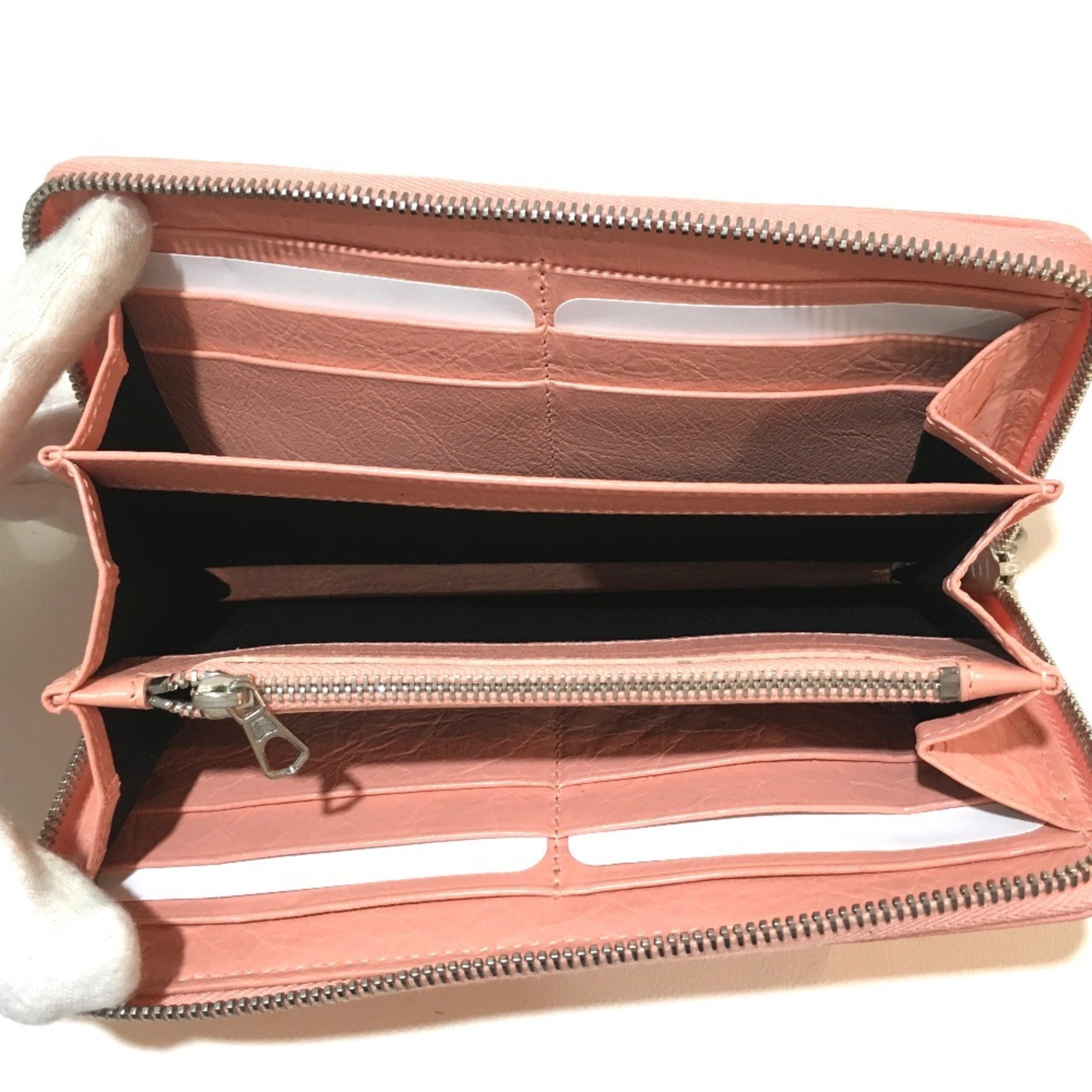 Balenciaga Pink Beige Leather Long Wallet (Bi-Fold) (Pre-Owned)