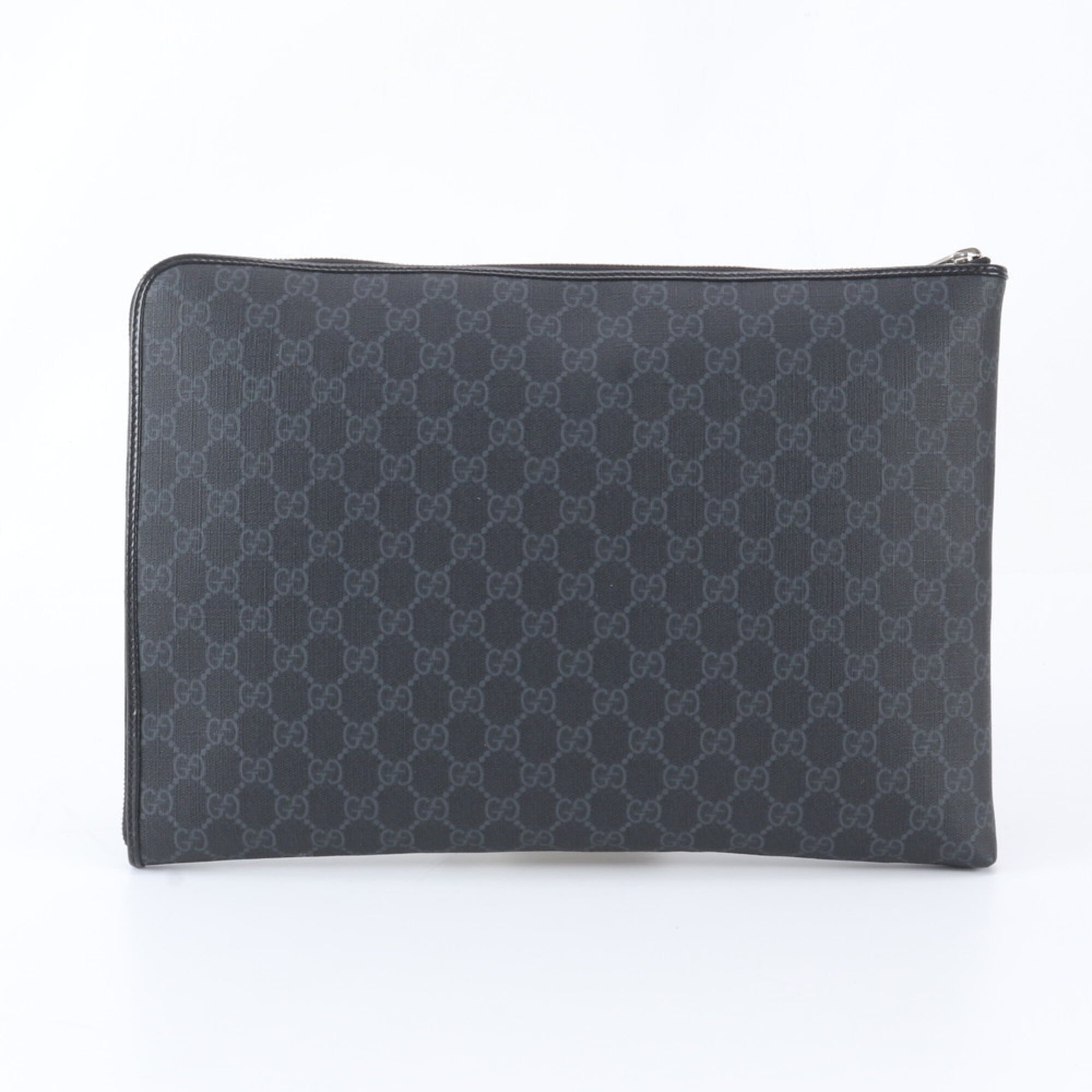 Gucci Black Leather Coated Canvas Handbag Pouch (Pre-Owned)