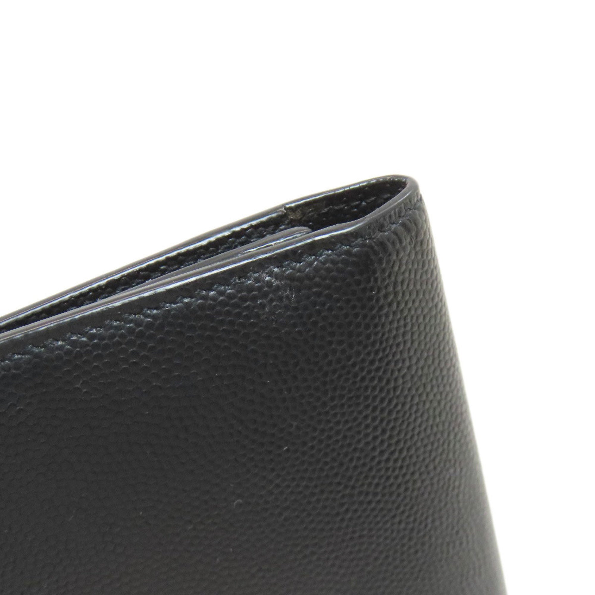 Yves Saint Laurent Black Leather Long Wallet (Bi-Fold) (Pre-Owned)