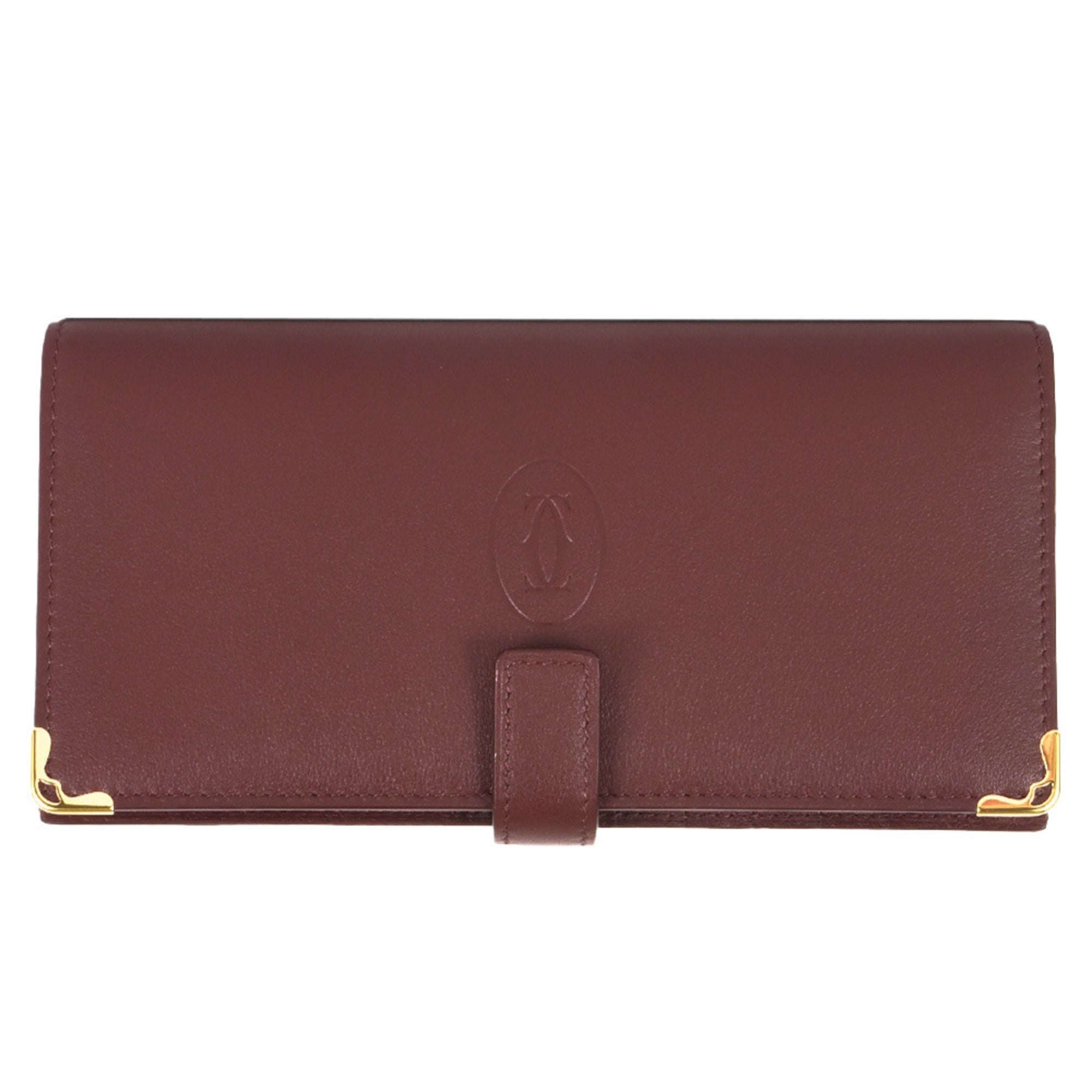 Cartier Red Color Leather Long Wallet (Bi-Fold) (Pre-Owned)