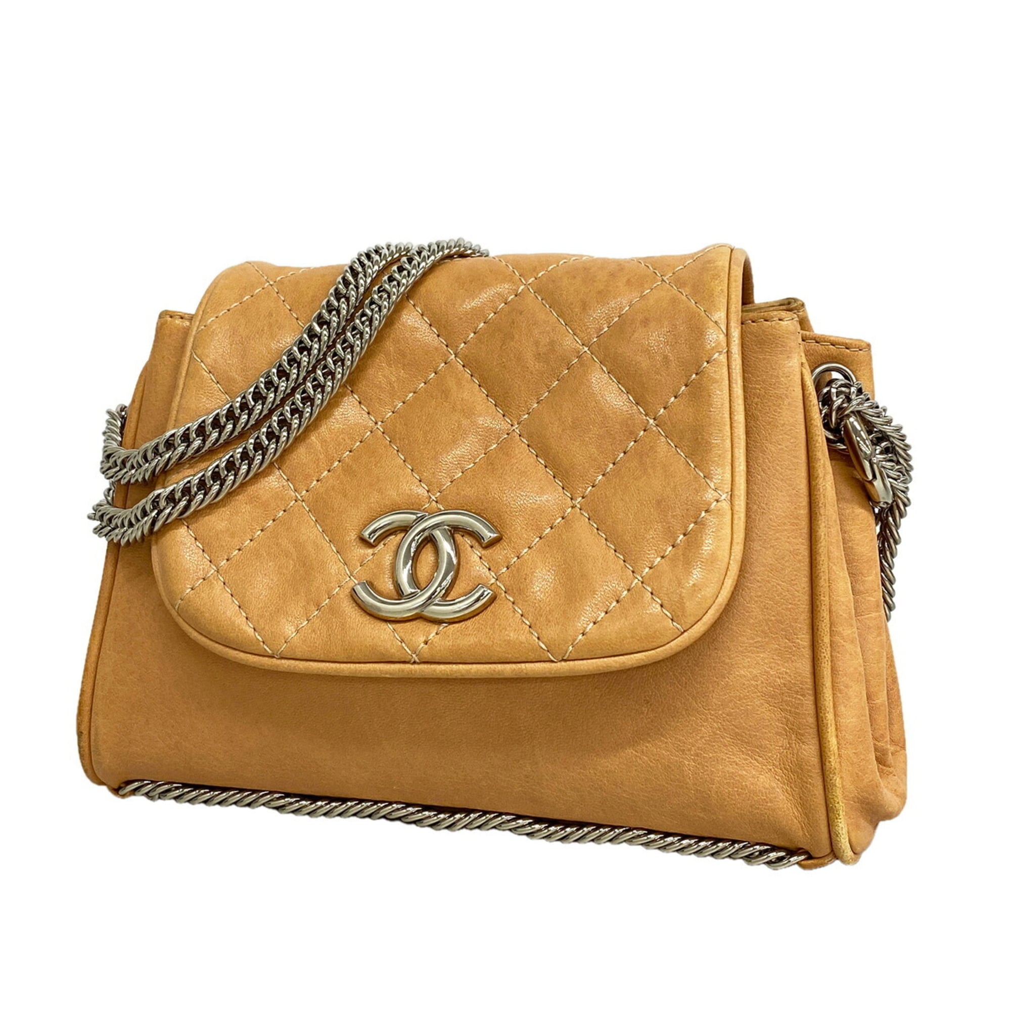 Chanel Light Brown Leather Shoulder Bag (Pre-Owned)