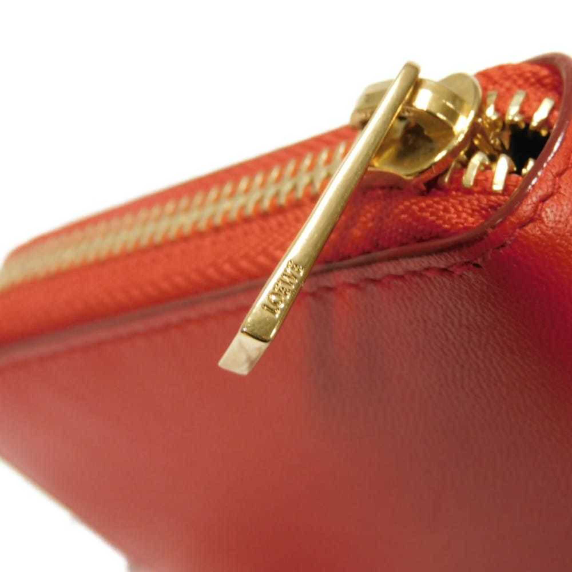Loewe Red Color Leather Long Wallet (Bi-Fold) (Pre-Owned)