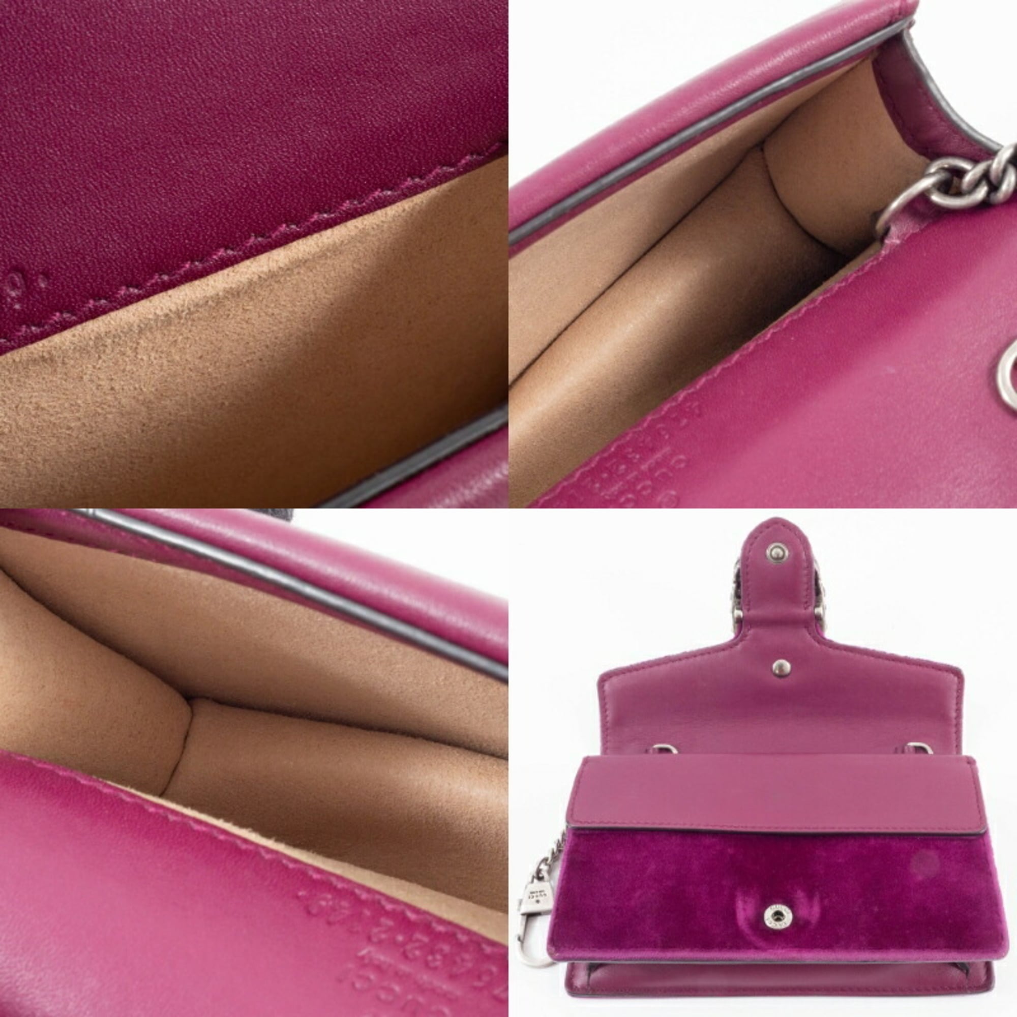 Gucci Purple Velvet Leather Shoulder Bag (Pre-Owned)