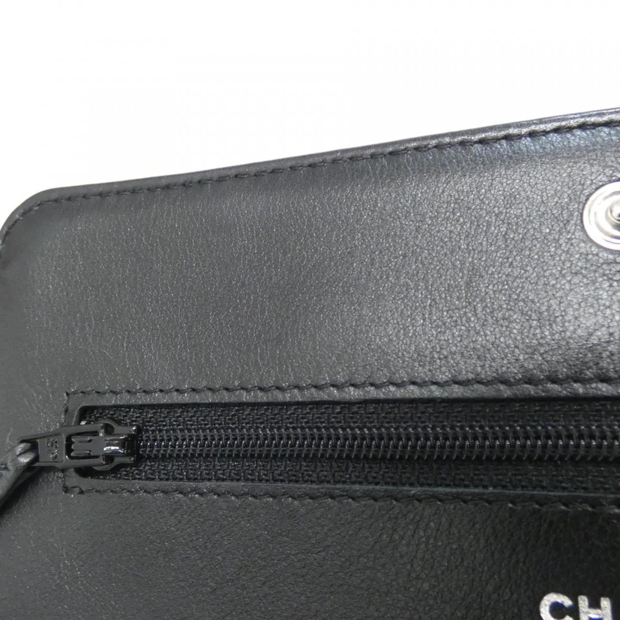 Chanel Black Grained Calfskin Chain/Shoulder Wallet (Pre-Owned)
