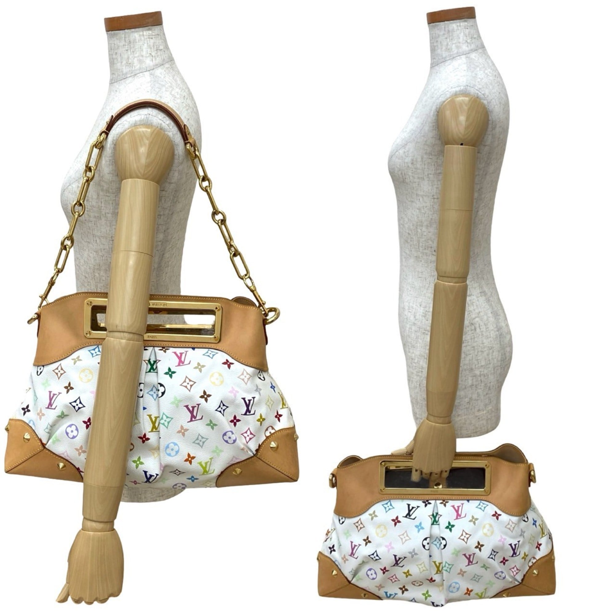 Louis Vuitton Brown Multi-Color White Leather Pvc Handbag Shoulder Bag (Pre-Owned)