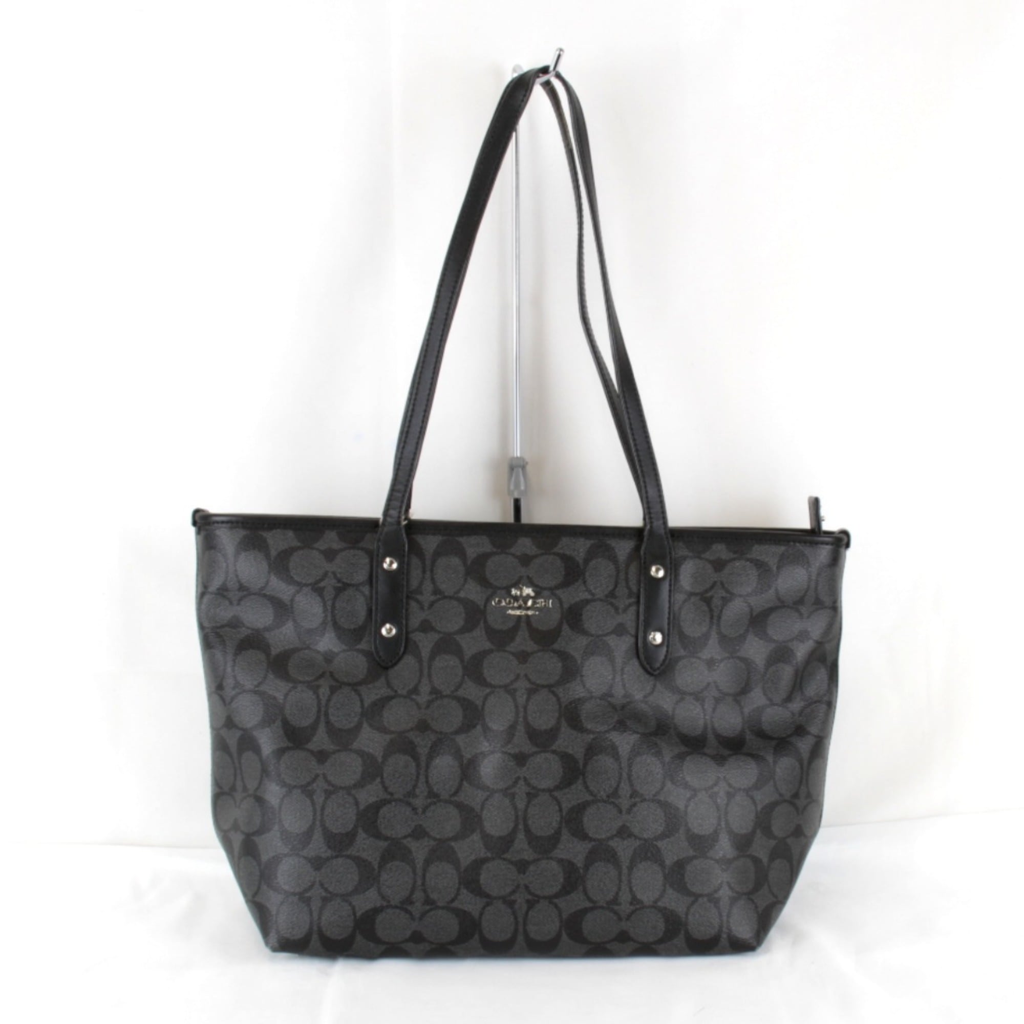 Coach Signature Black Leather Tote Bag (Pre-Owned)