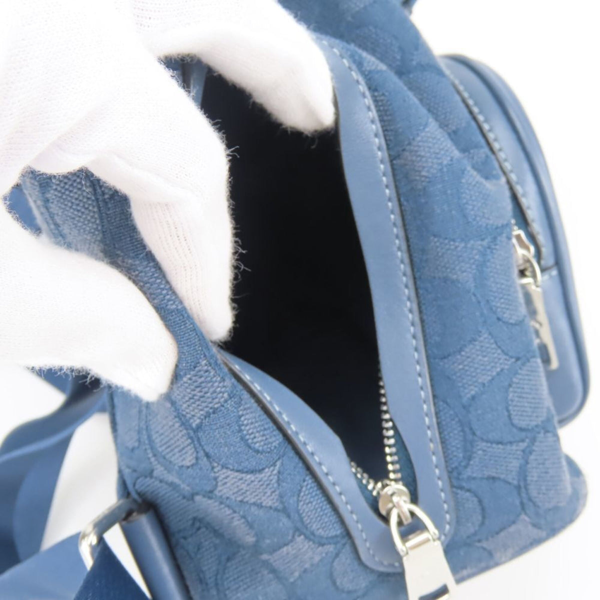 Coach Navy Canvas Leather Backpack (Pre-Owned)