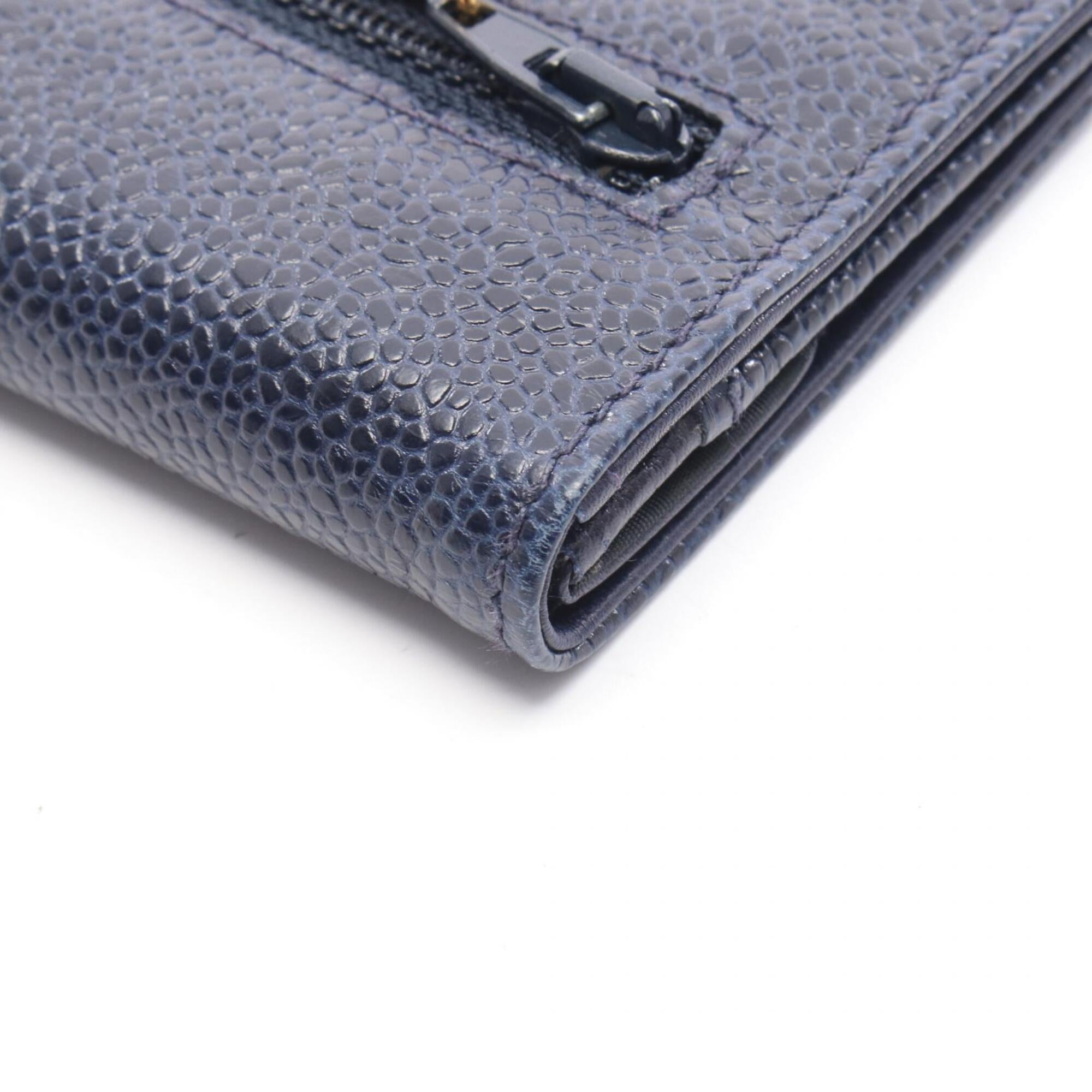 Chanel Navy Leather Long Wallet (Bi-Fold) (Pre-Owned)
