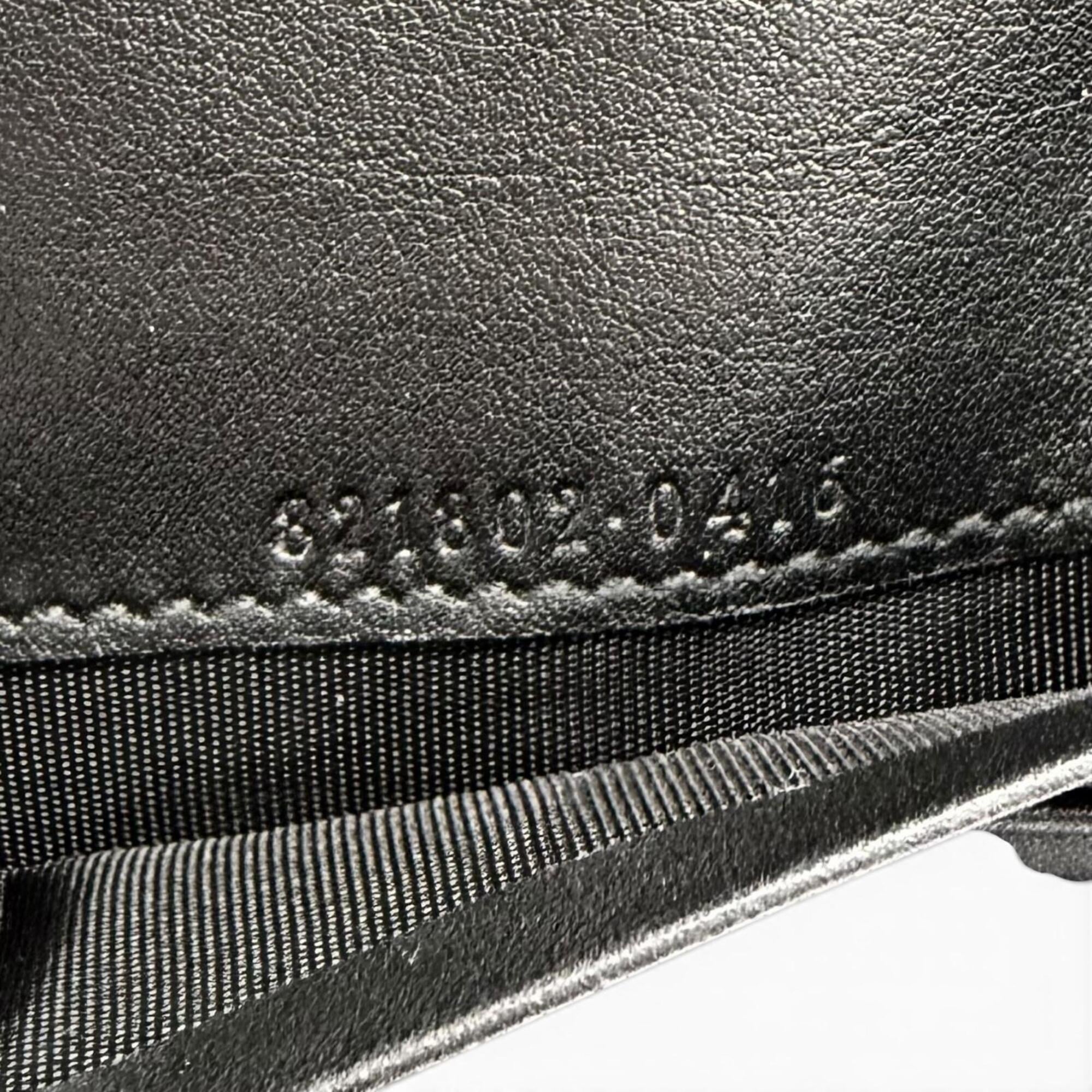 Gucci Beige Black Gg Canvas Leather Long Wallet (Bi-Fold) (Pre-Owned)
