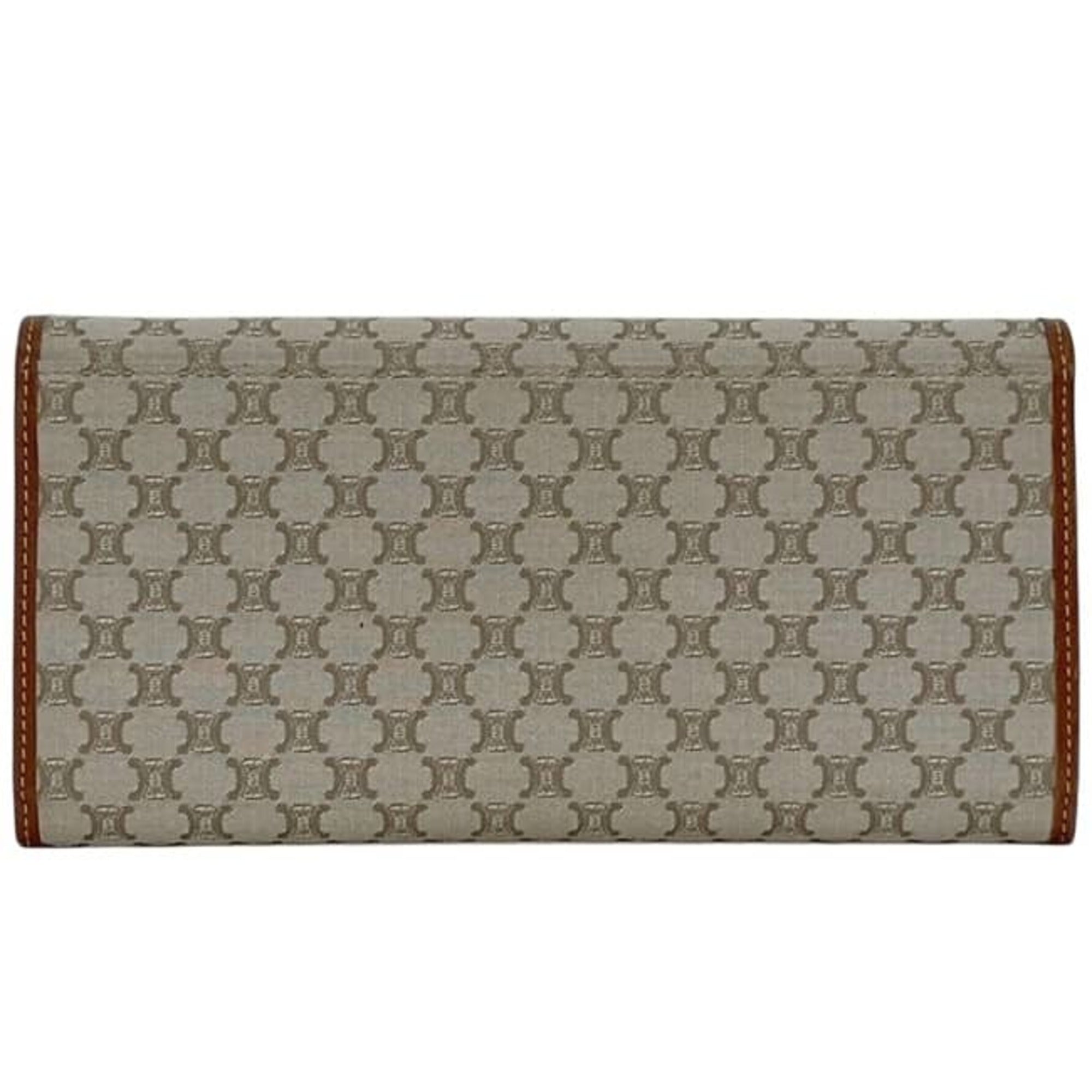 Celine Beige Brown Nylon Leather Long Wallet (Bi-Fold) (Pre-Owned)