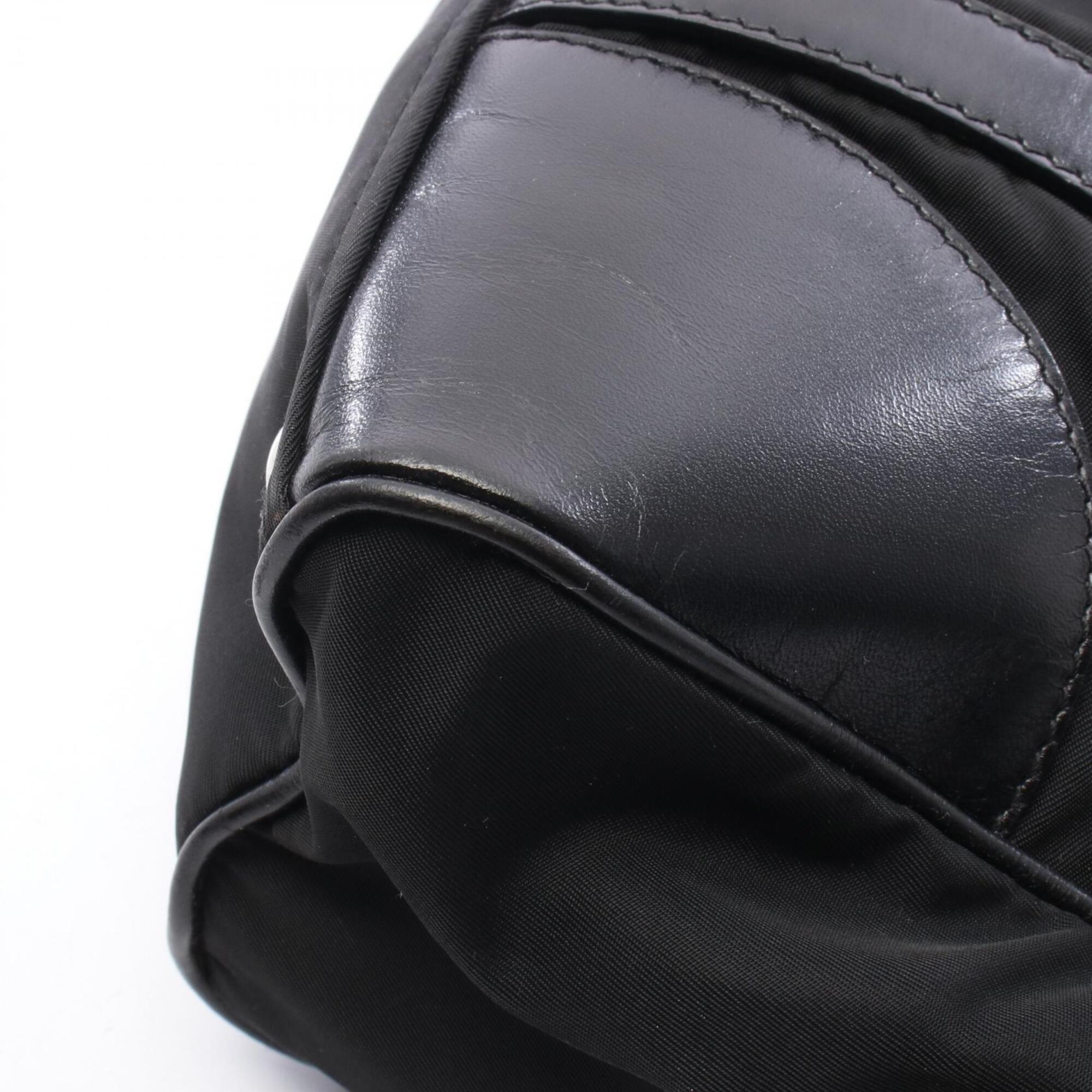 Prada Black Nylon Leather Handbag Tote Bag (Pre-Owned)