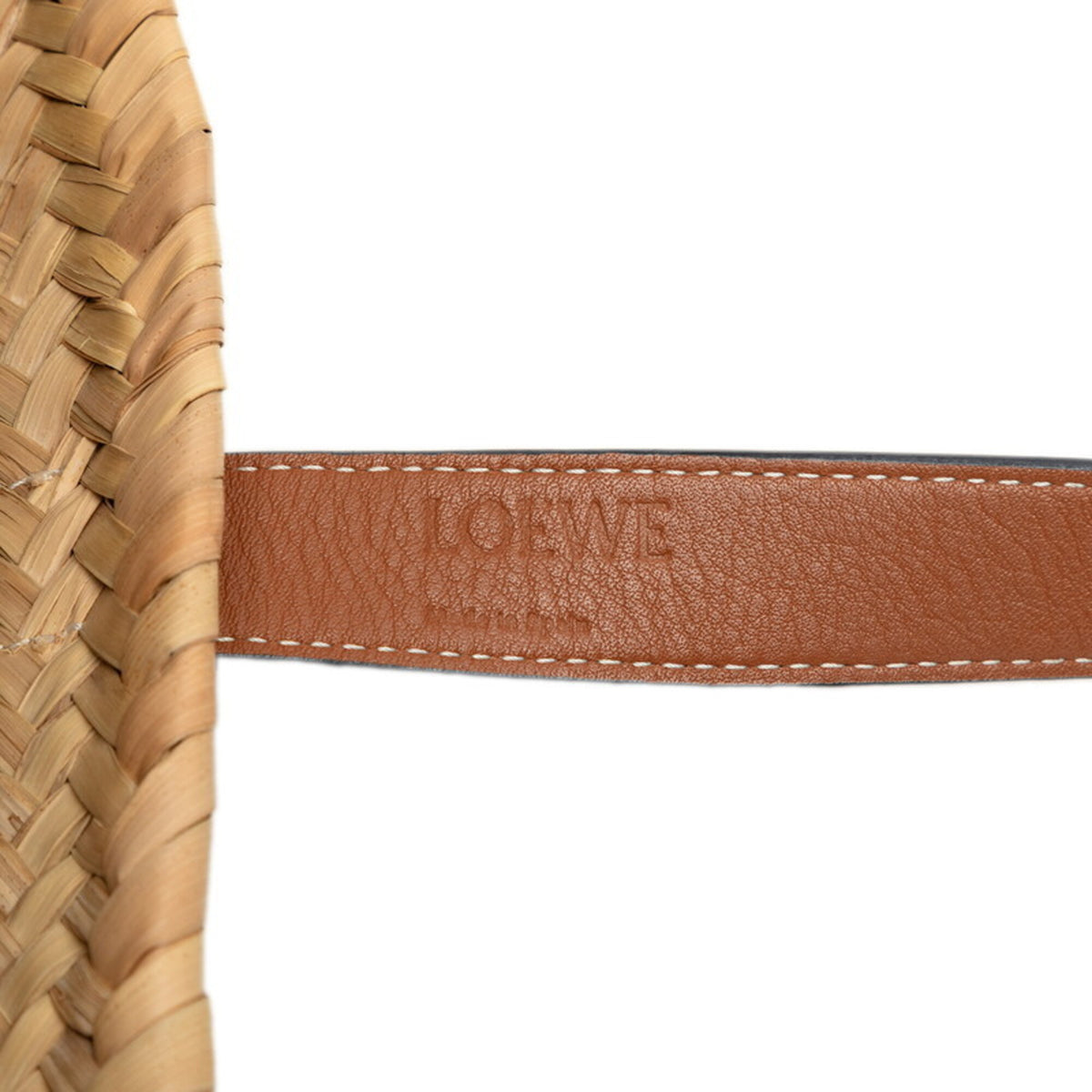 Loewe Brown Raffia Leather Basket Handbag (Pre-Owned)