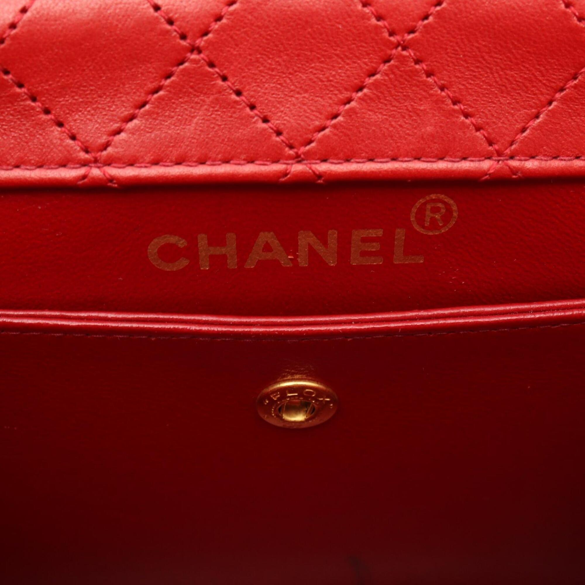 Chanel Black Red Color Leather Handbag Shoulder Bag (Pre-Owned)