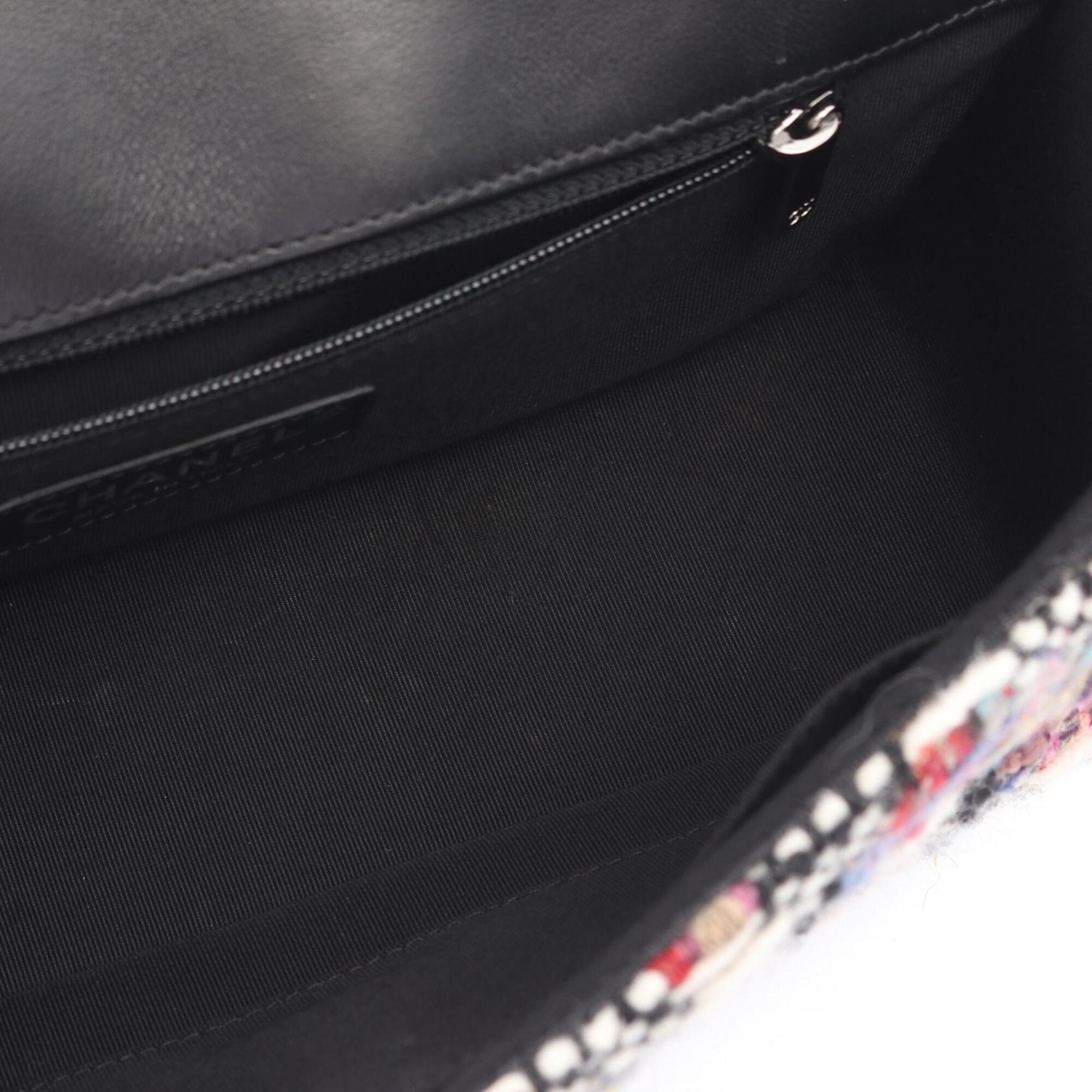 Chanel Black Multi-Color Fabric Leather Handbag Shoulder Bag (Pre-Owned)