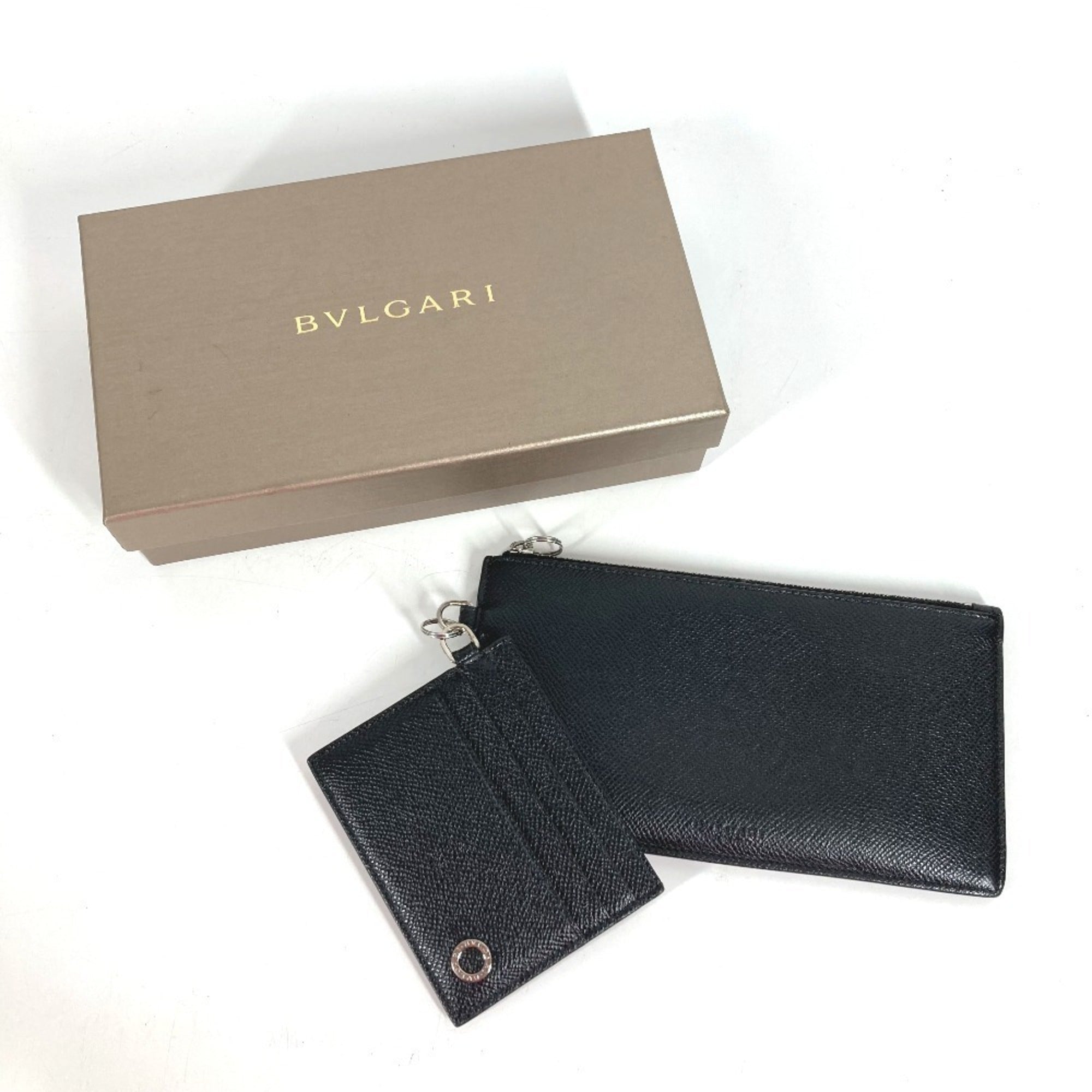 Bvlgari Black Red Color Leather Long Wallet (Bi-Fold) (Pre-Owned)