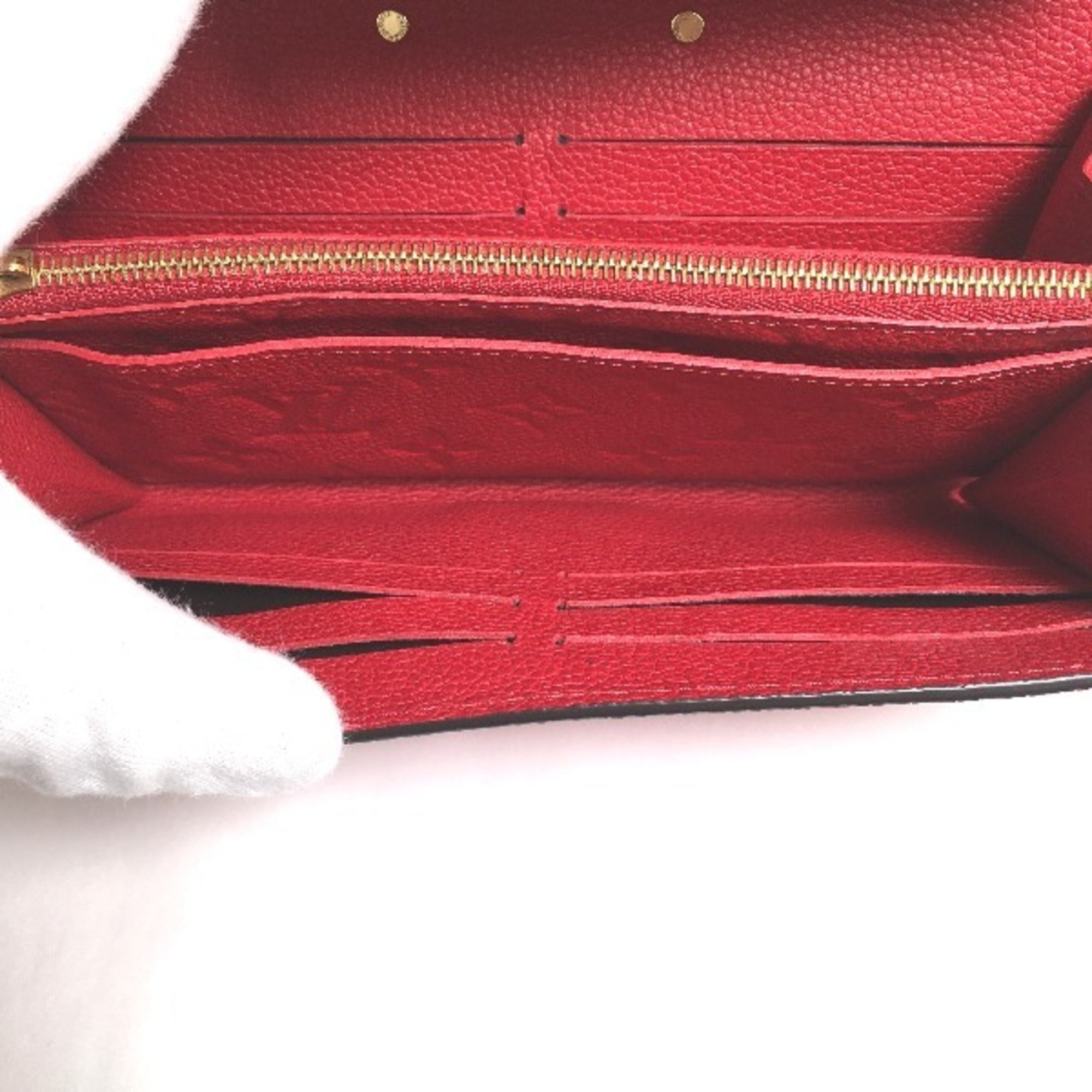 Louis Vuitton Red Color Monogram Long Wallet (Bi-Fold) (Pre-Owned)