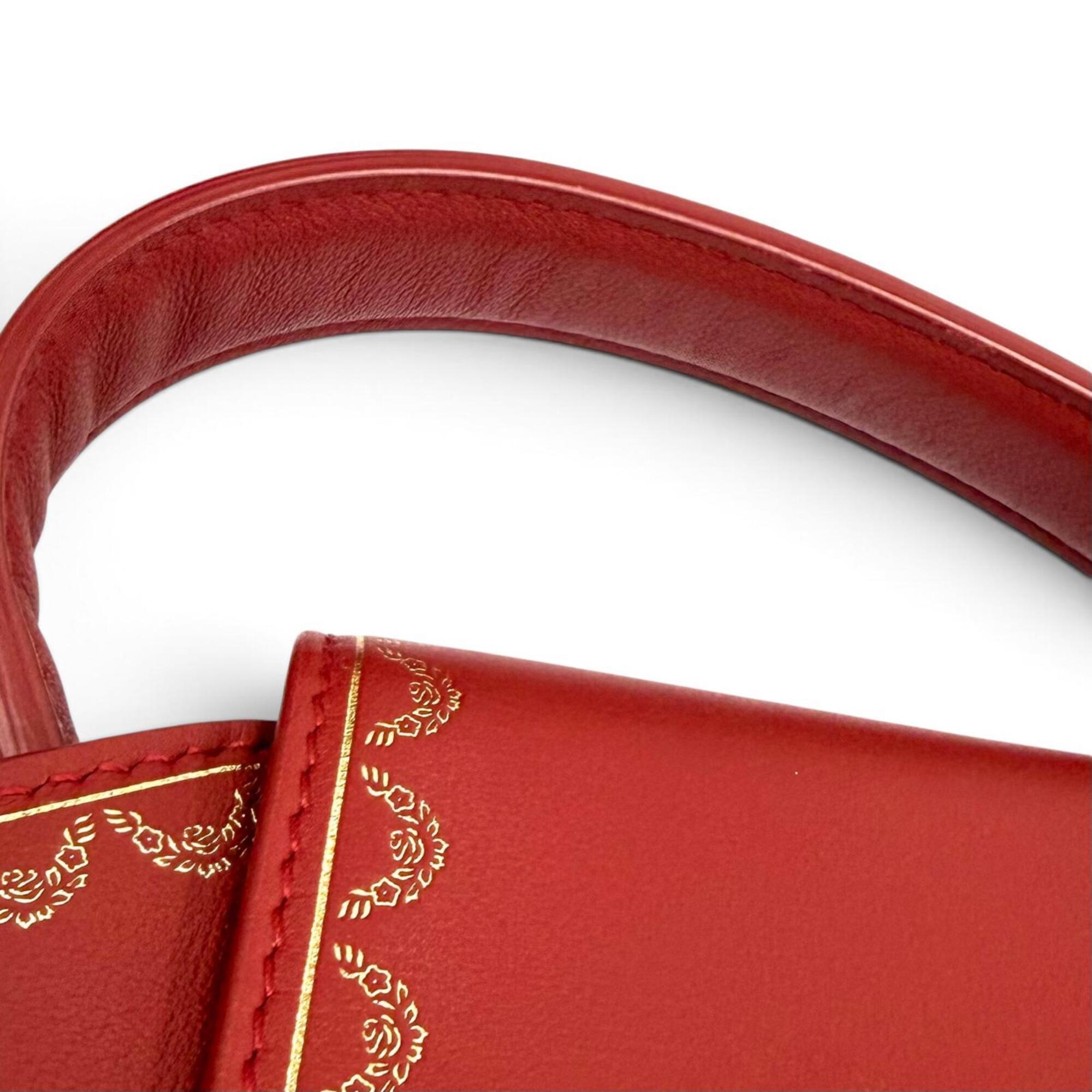 Cartier Red Color Leather Shoulder Bag (Pre-Owned)