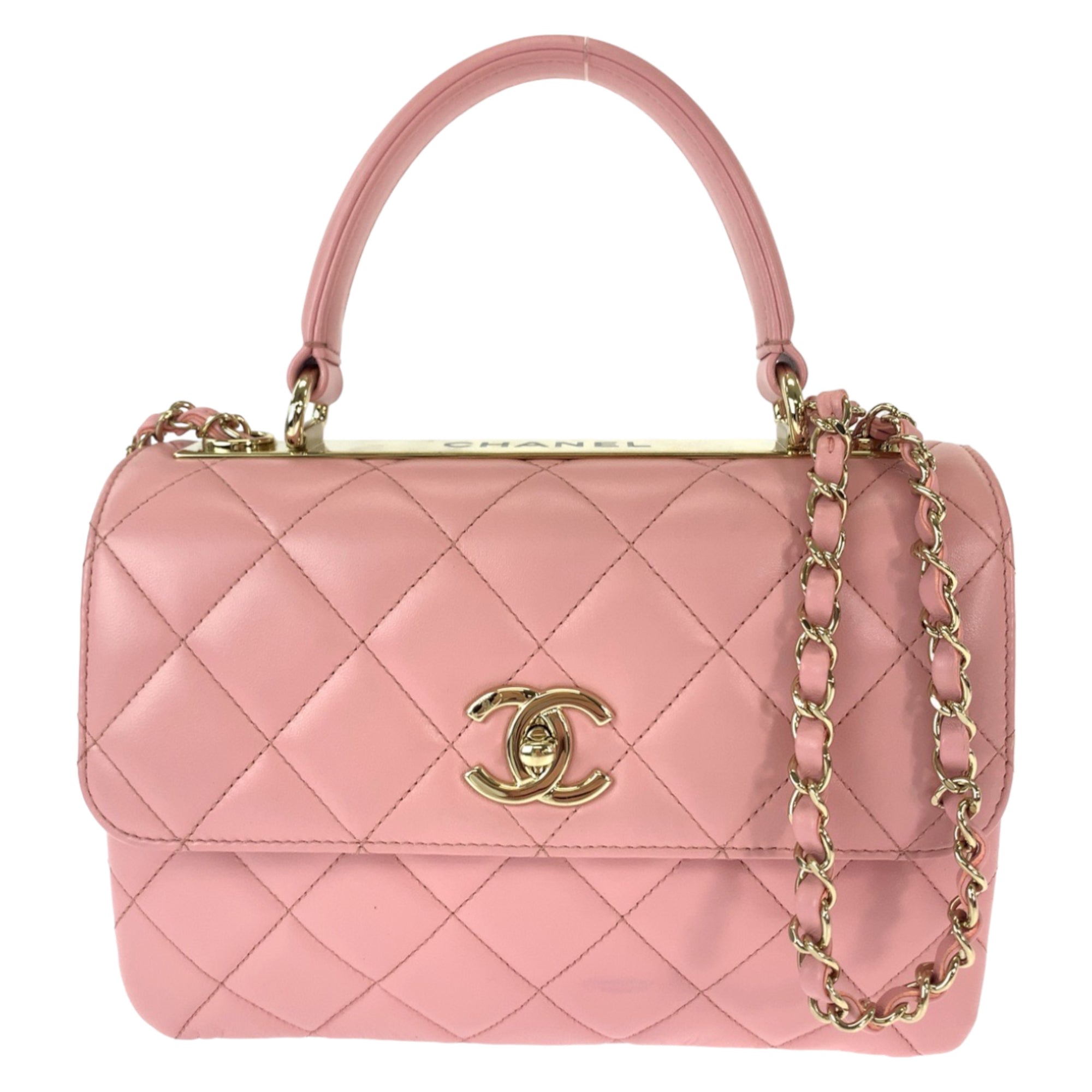 Chanel Pink Leather Handbag Shoulder Bag (Pre-Owned)
