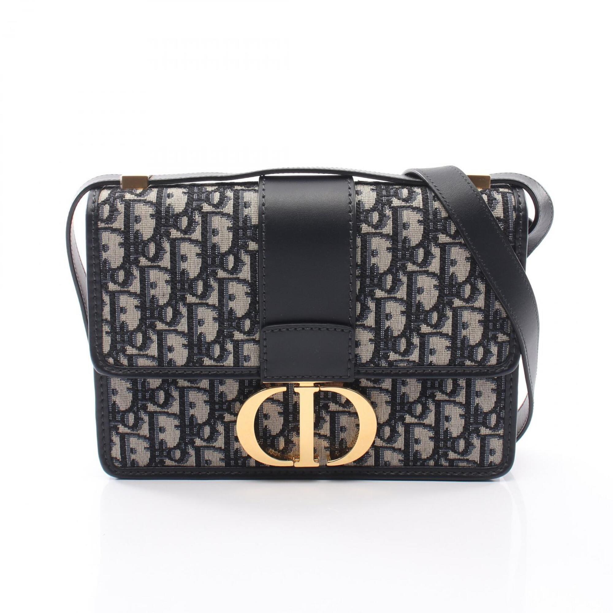 Christian Dior Beige Navy Canvas Leather Handbag Shoulder Bag (Pre-Owned)