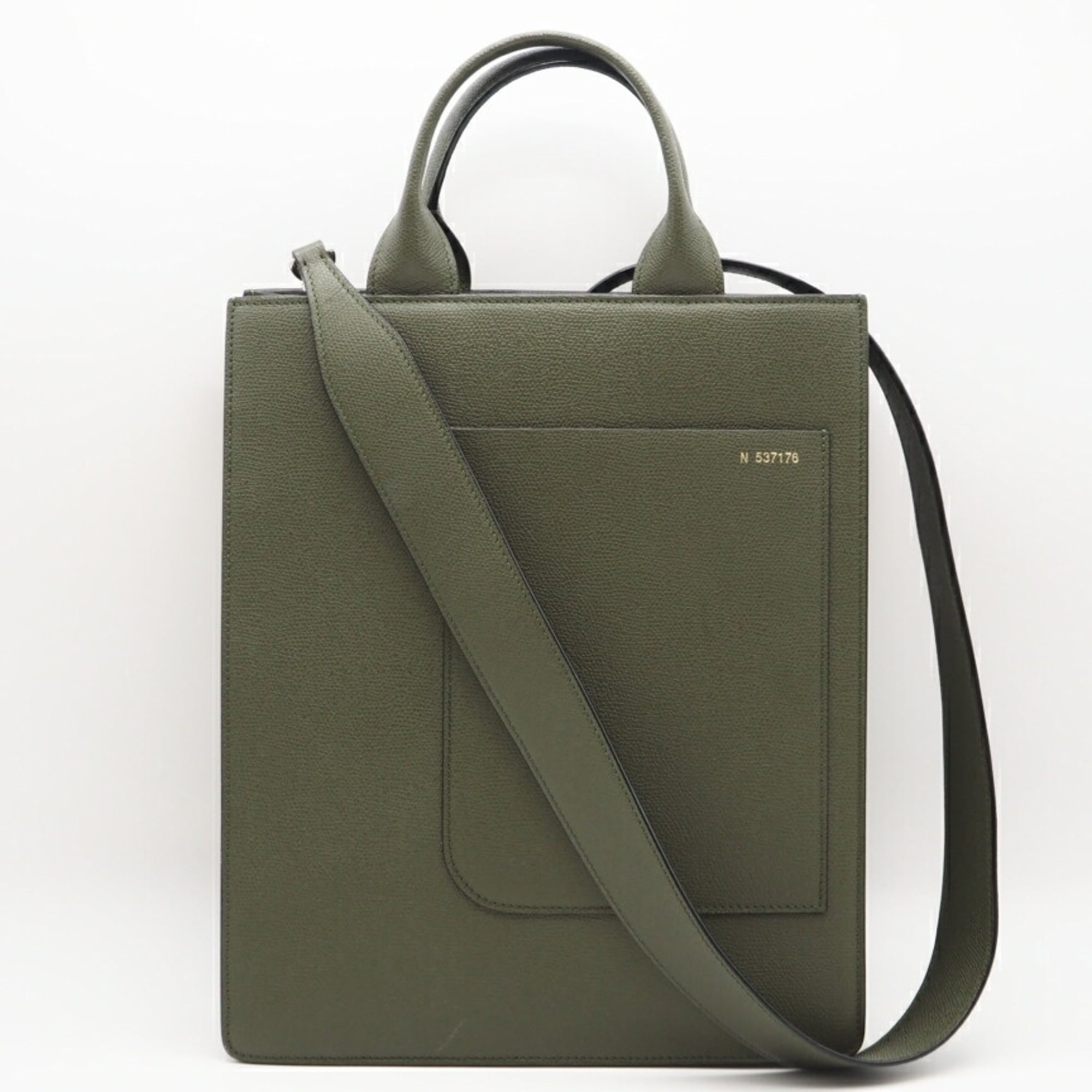Valextra Khaki Leather Shoulder Bag (Pre-Owned)
