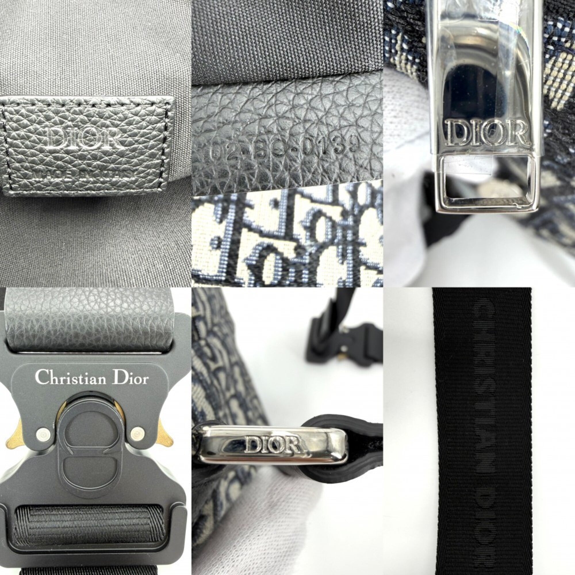 Christian Dior Beige Black Navy White Canvas Saddle Bag Shoulder Bag Sling Bag (Pre-Owned)