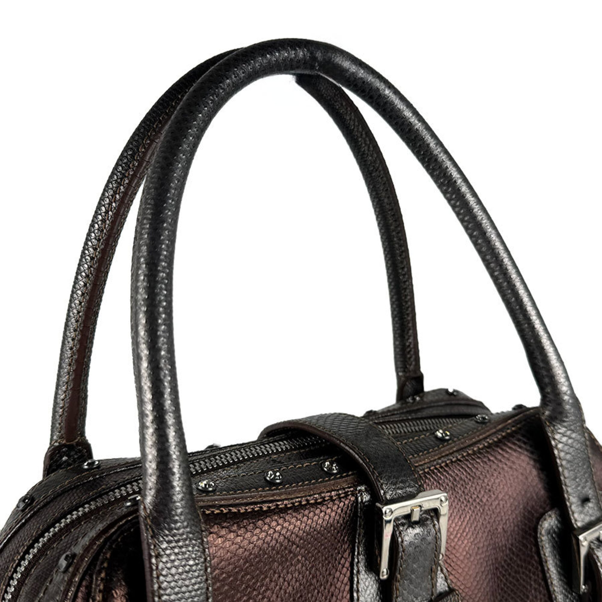 Loewe Brown Gray Leather Handbag (Pre-Owned)