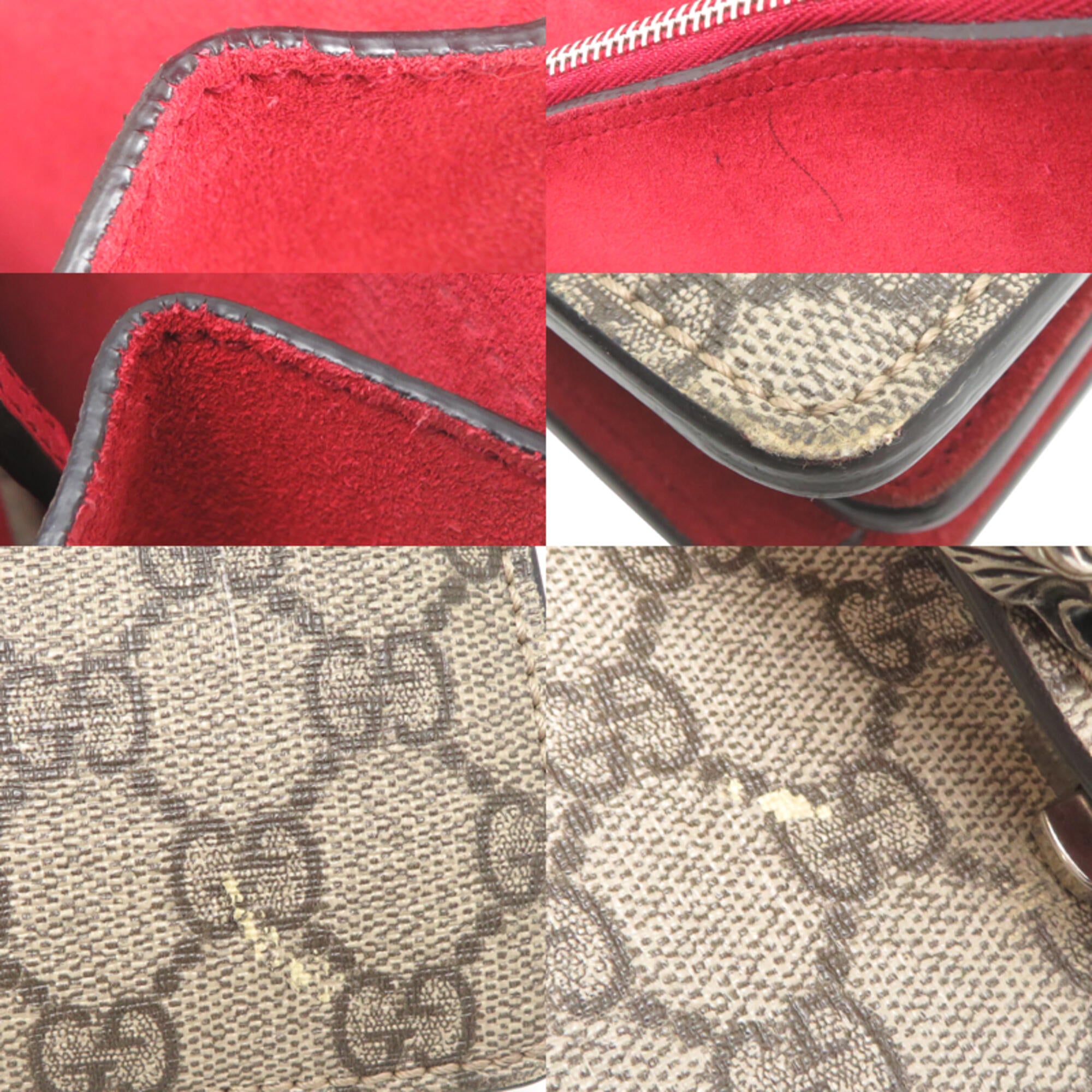 Gucci Beige Red Color Gg Supreme Shoulder Bag (Pre-Owned)