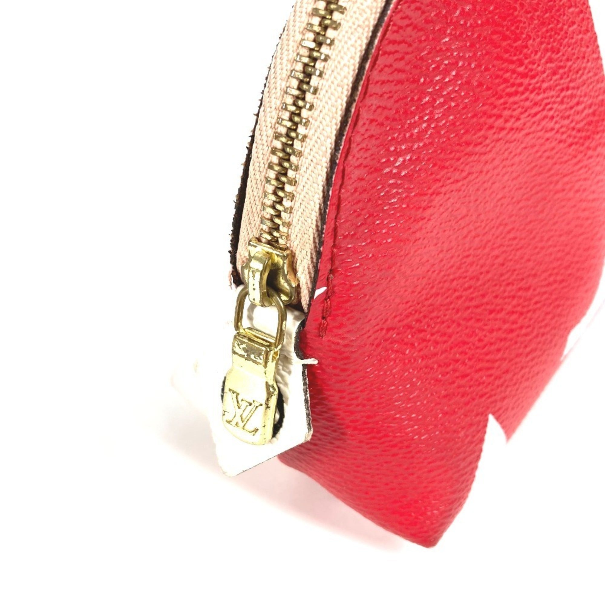 Louis Vuitton Pink Red Color Monogram Pouch (Pre-Owned)