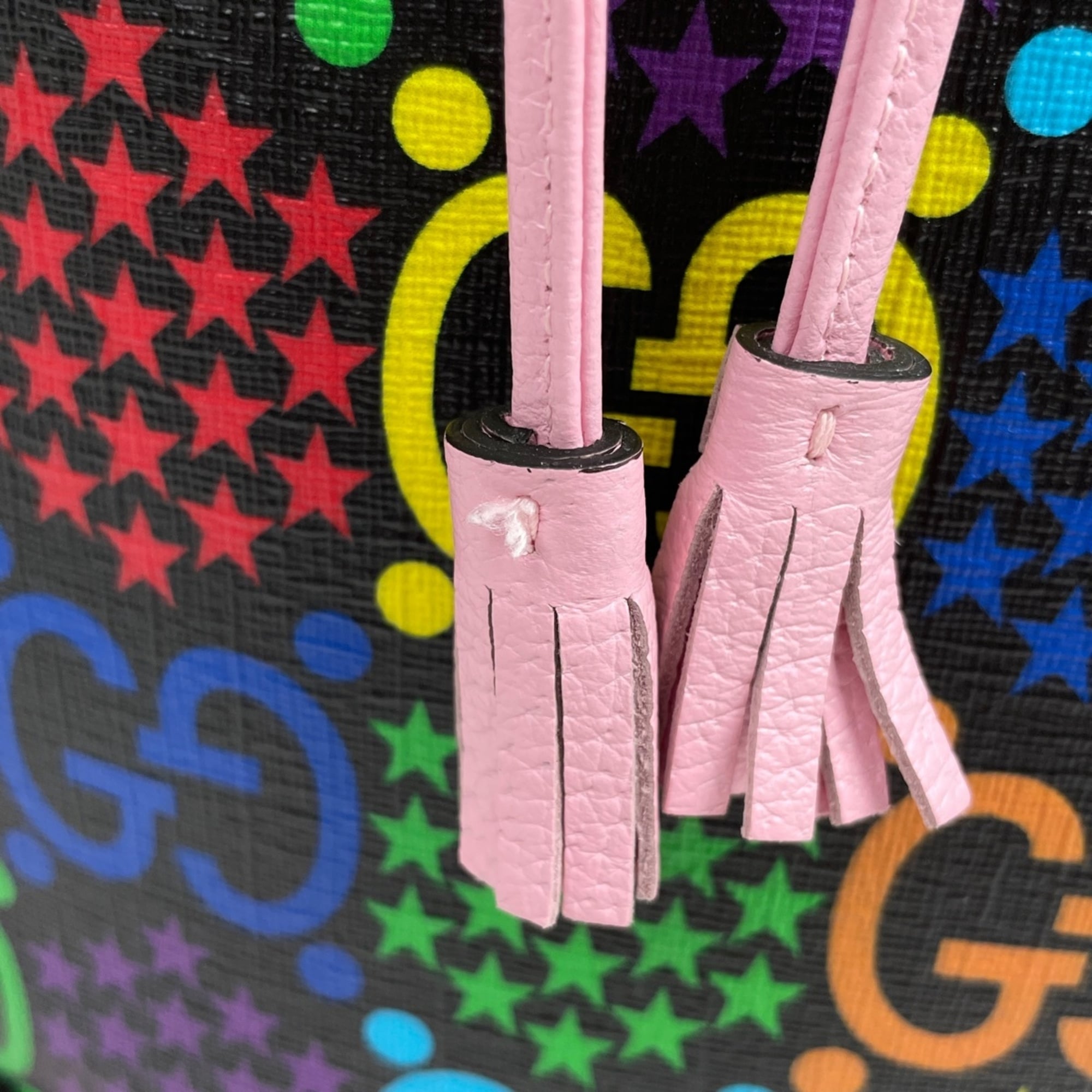 Gucci Black Multi-Color Pink Coated Canvas Shoulder Bag (Pre-Owned)