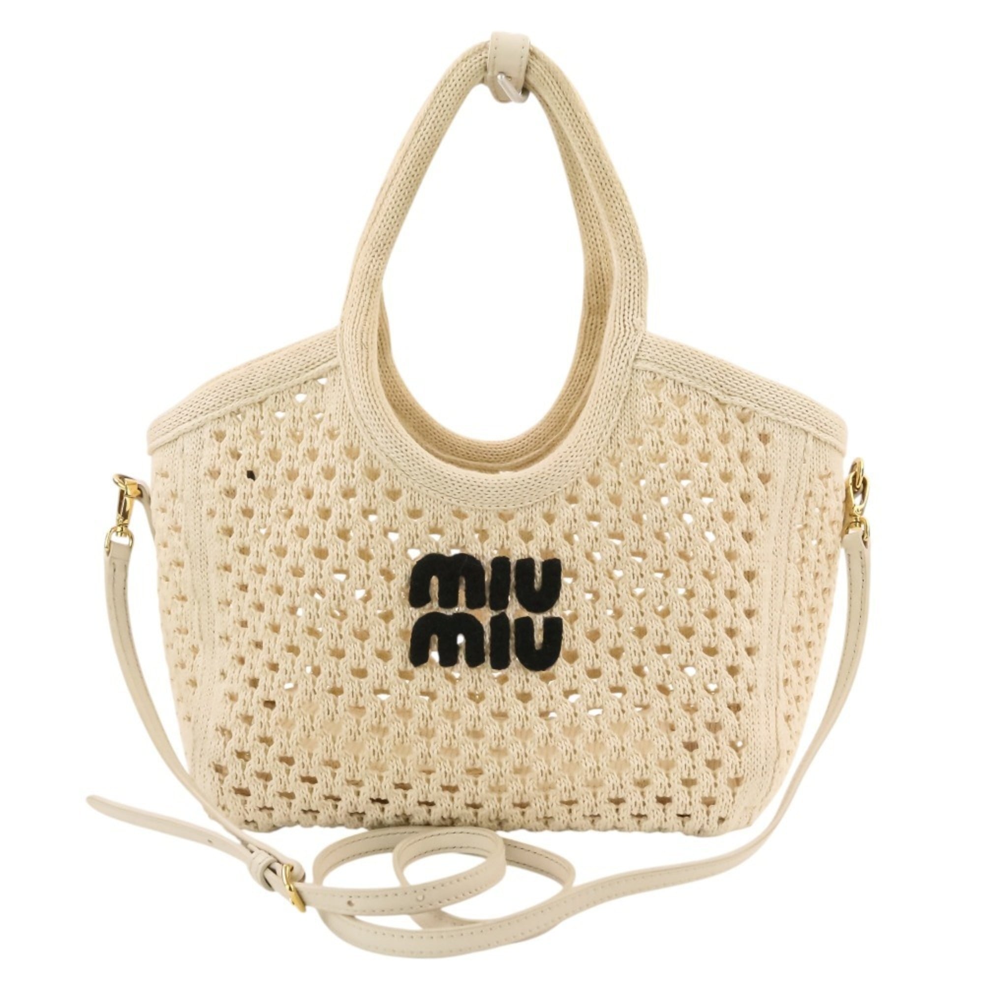Miu Miu Ivory Mesh Handbag Pouch Tote Bag (Pre-Owned)