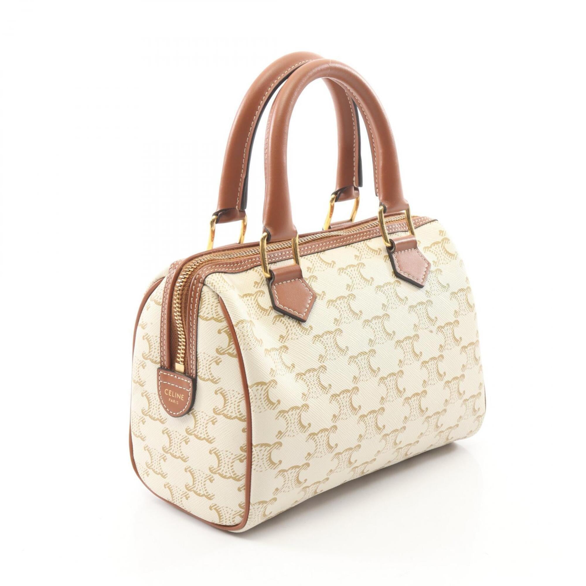 Celine Brown Ivory Coated Canvas Leather Handbag (Pre-Owned)