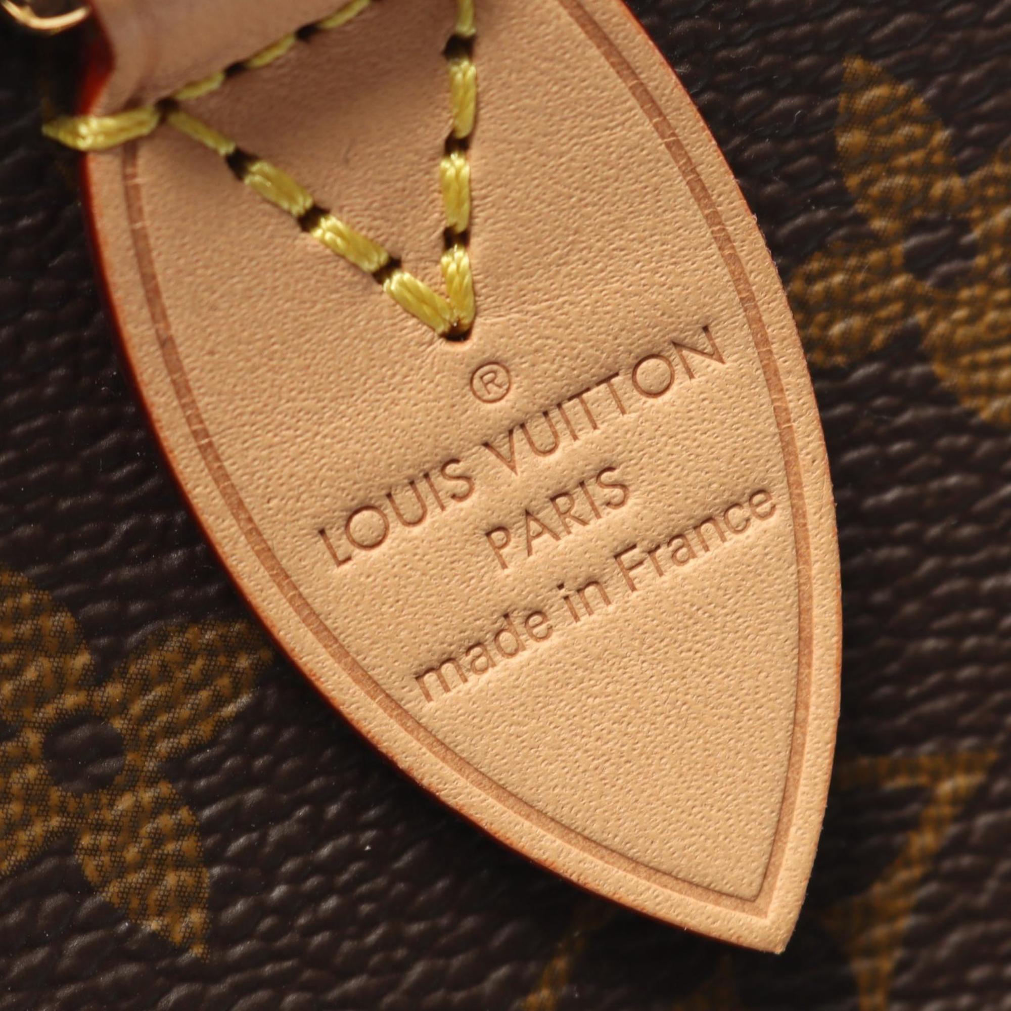 Louis Vuitton Beige Brown Monogram Coated Canvas Leather Handbag (Pre-Owned)