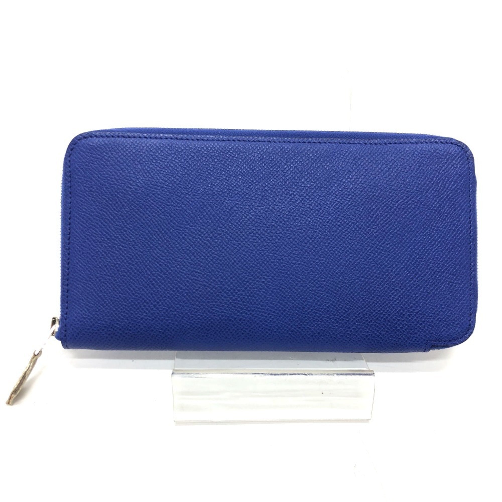 Hermes Silk'in Blue Epsom Leather Long Wallet (Bi-Fold) (Pre-Owned)