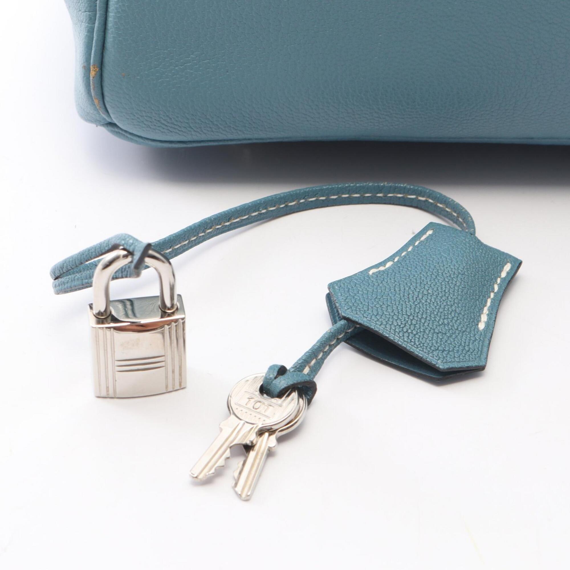 Hermes Blue Chevre Leather Handbag (Pre-Owned)