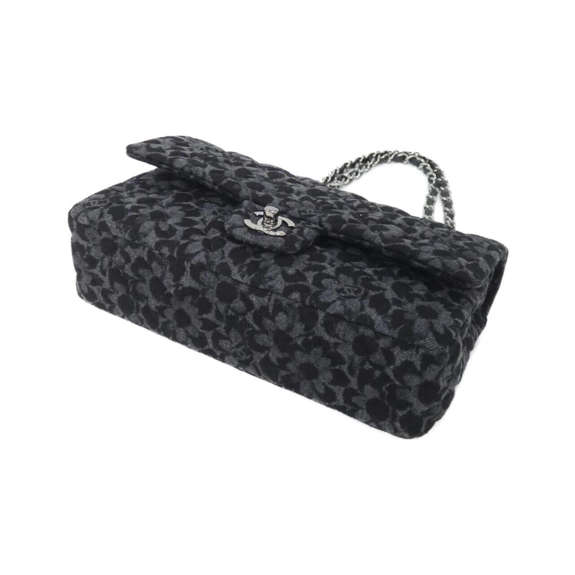 Chanel Black Gray Denim Shoulder Bag (Pre-Owned)