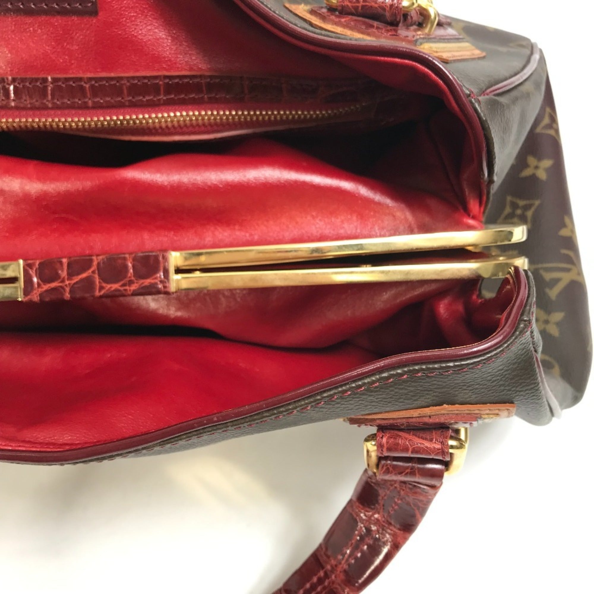 Louis Vuitton Monogram Mirage Brown Red Color Canvas Boston Bag Shoulder Bag (Pre-Owned)