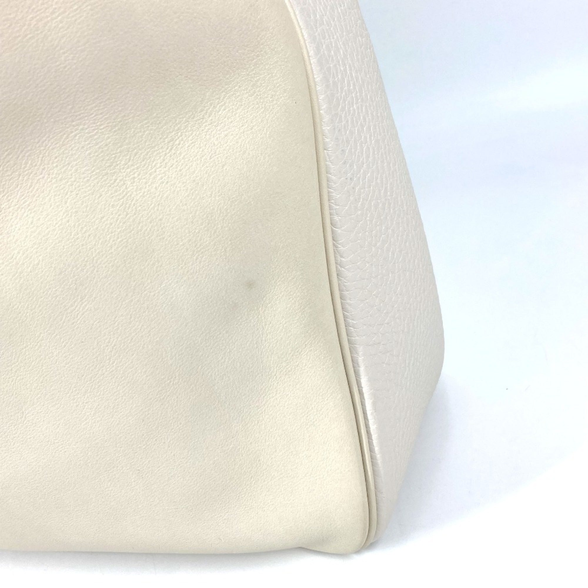 Hermes Brown Ivory Leather Shoulder Bag Tote Bag (Pre-Owned)