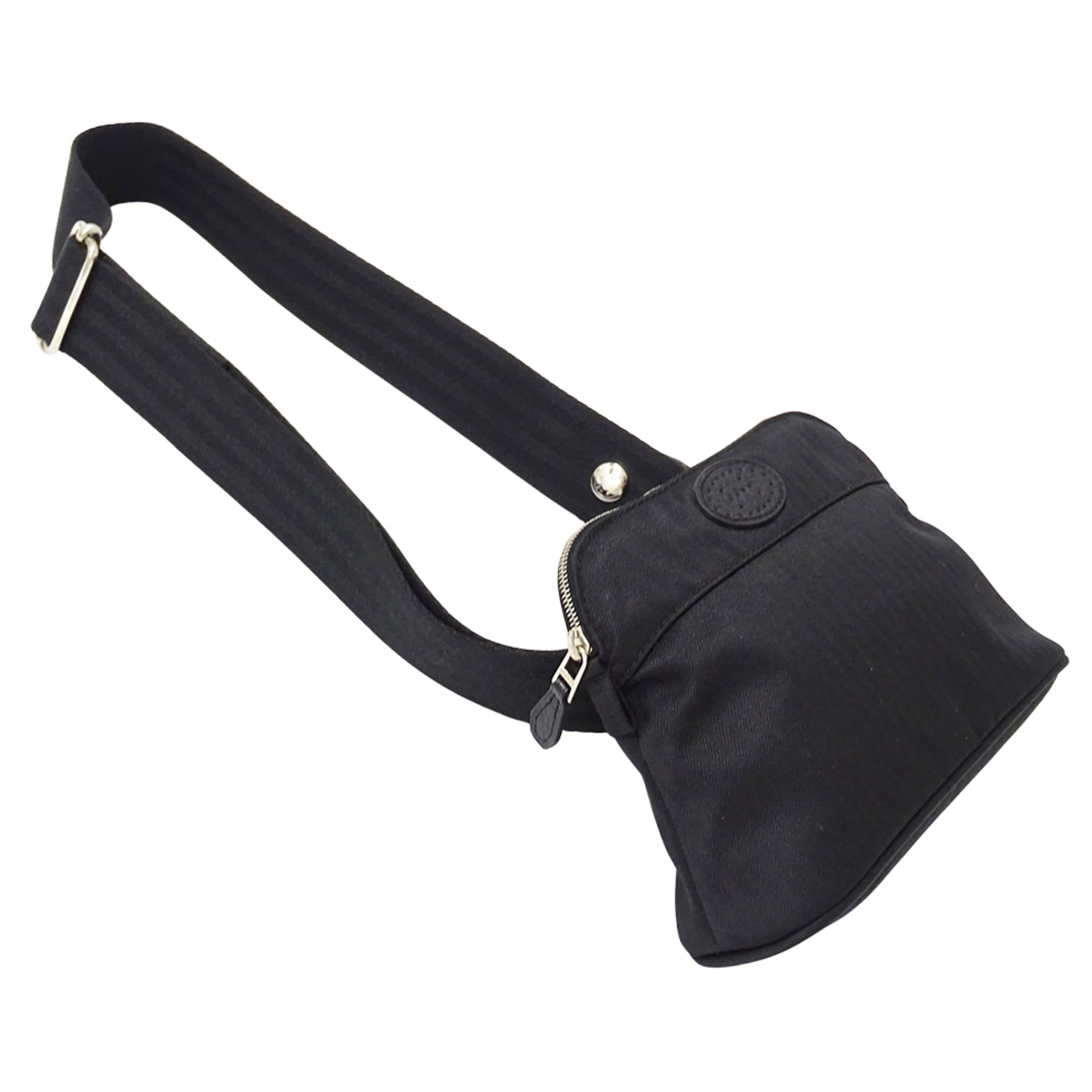 Hermes Black Toile Chevron Handbag Sling Bag (Pre-Owned)