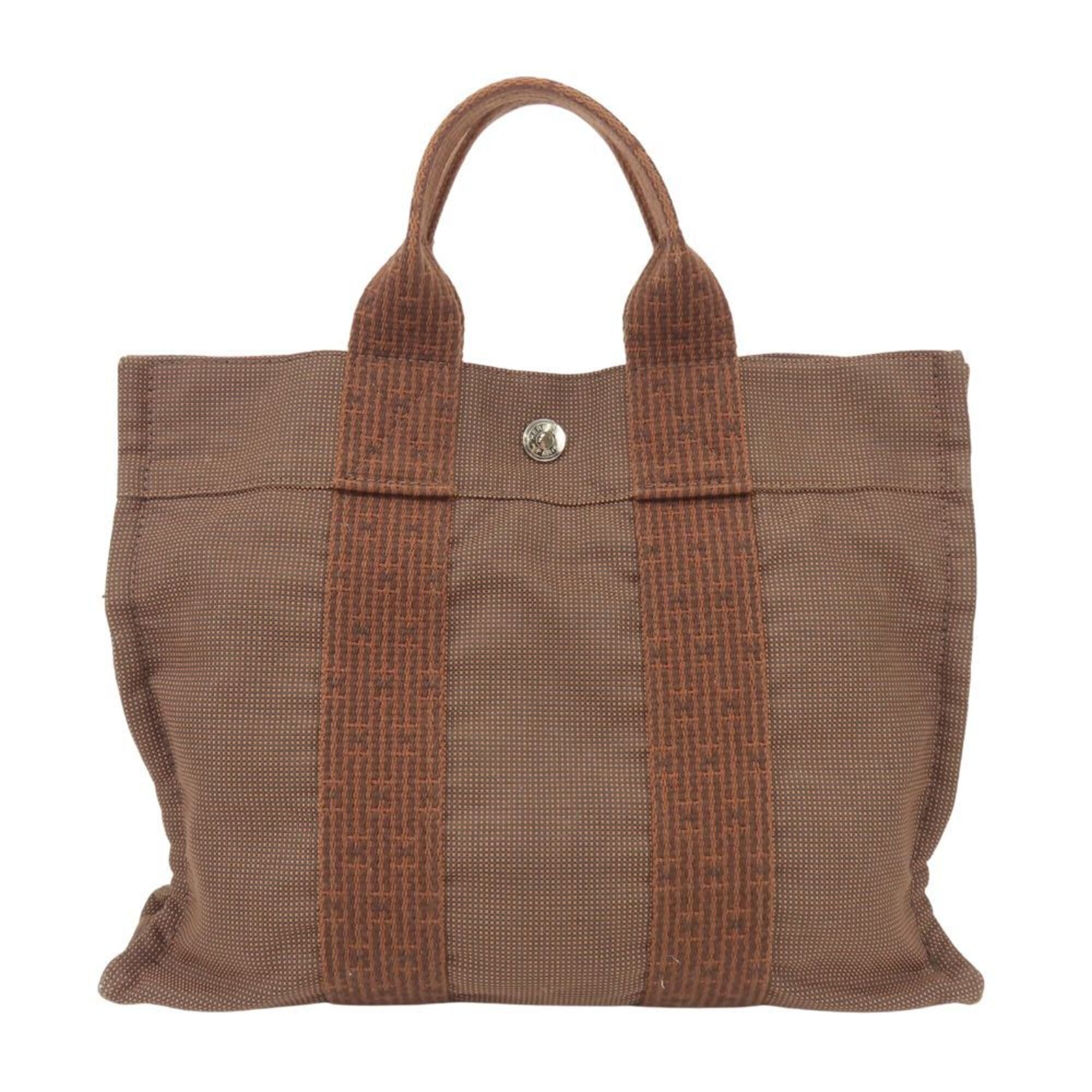 Hermes Brown Canvas Tote Bag (Pre-Owned)
