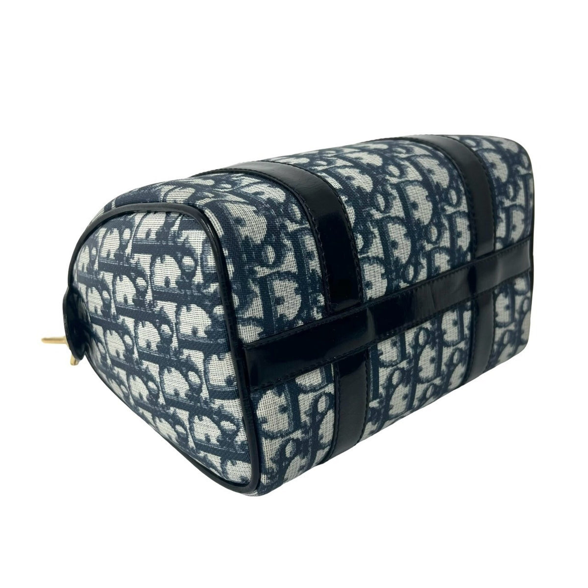 Christian Dior Black Navy Leather Pvc Boston Bag Handbag (Pre-Owned)